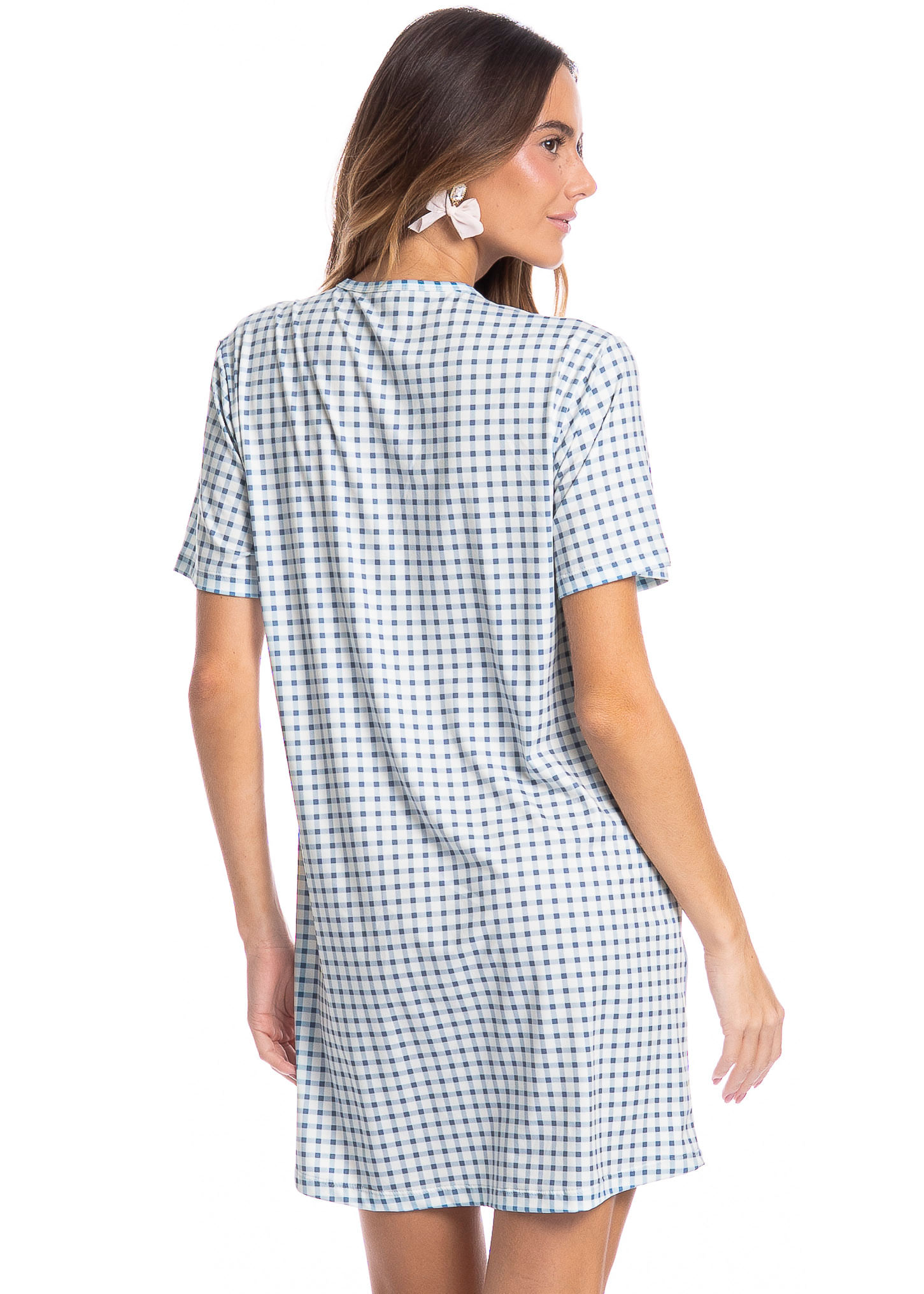 Camisão Feminino Curto Fresh Moka Azul-2 - Imagem 2