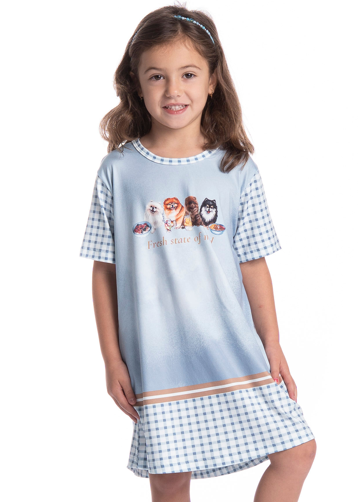 Camisão Infantil Feminino Curto Fresh Moka Azul-2 - Imagem 1