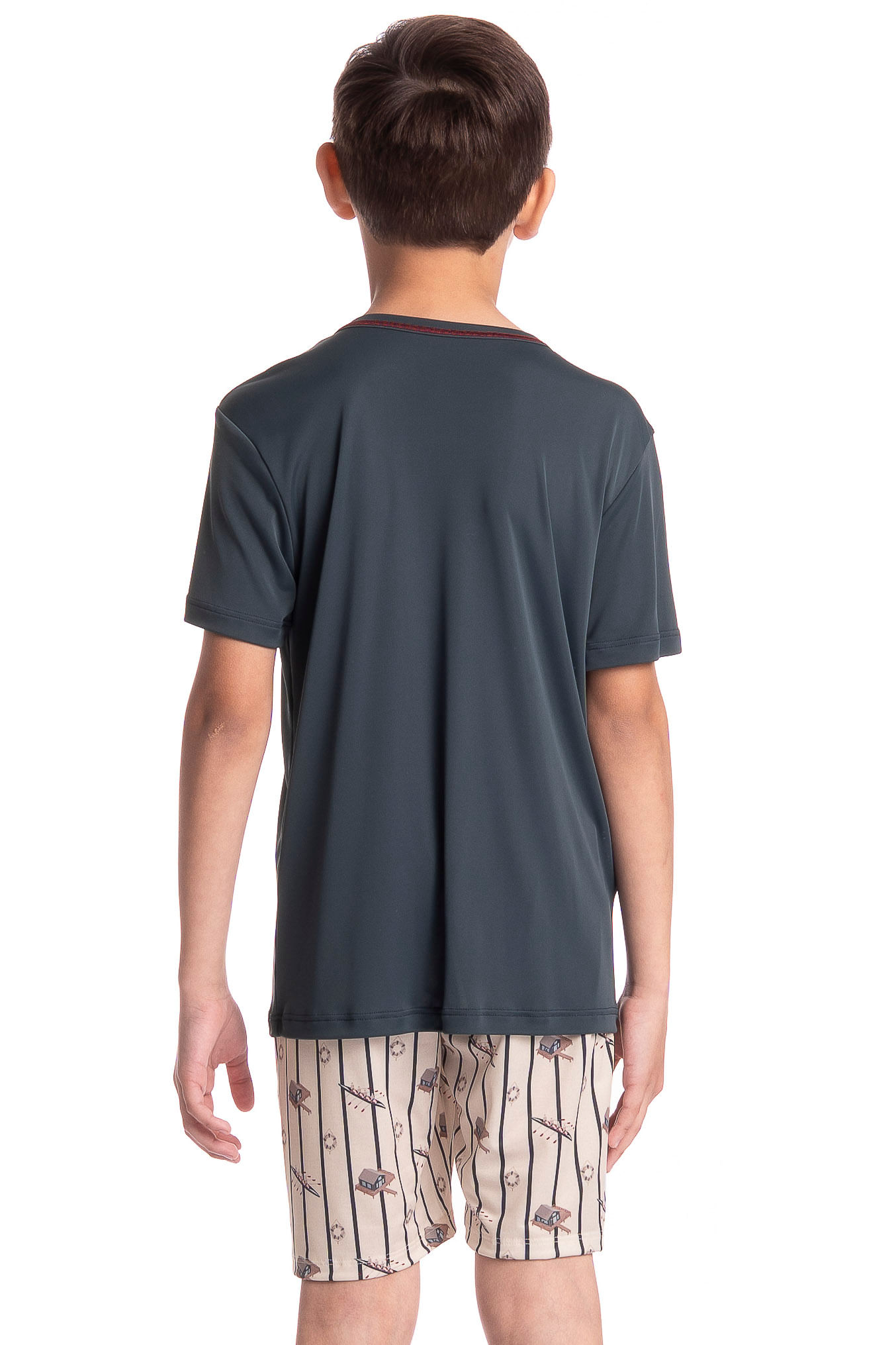 Pijama Infantil Masculino Curto Clóvis Azul-marinho - Imagem 2