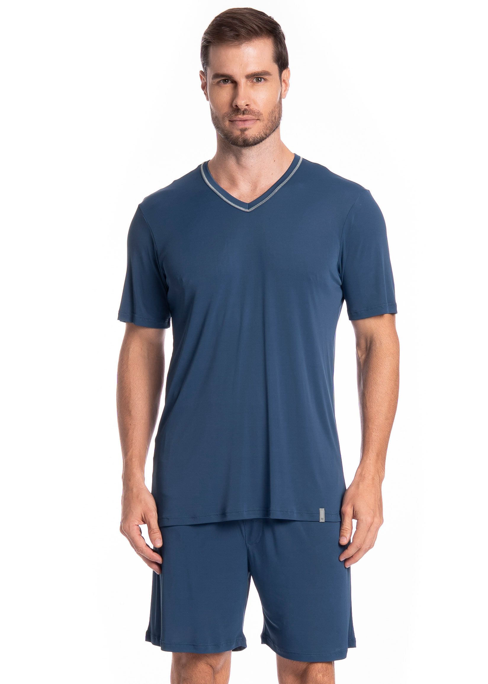 Pijama Masculino Curto Rafael Tombini Azul-marinho - Imagem 1
