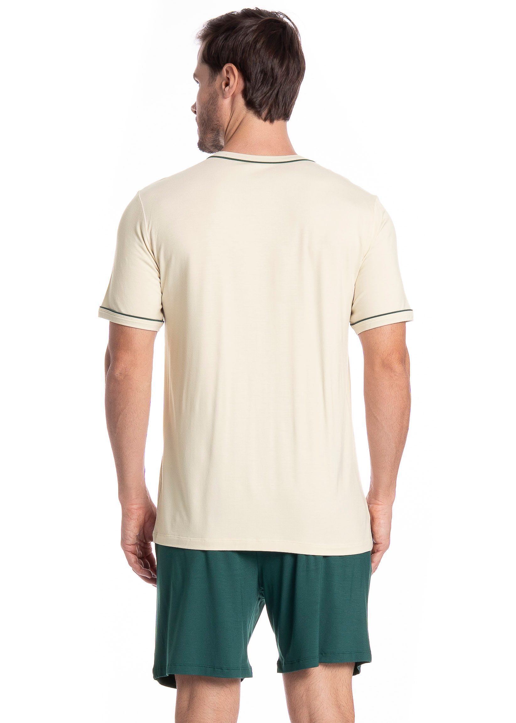 Pijama Masculino Curto Com Bolso Augusto Tombini Verde - Imagem 2