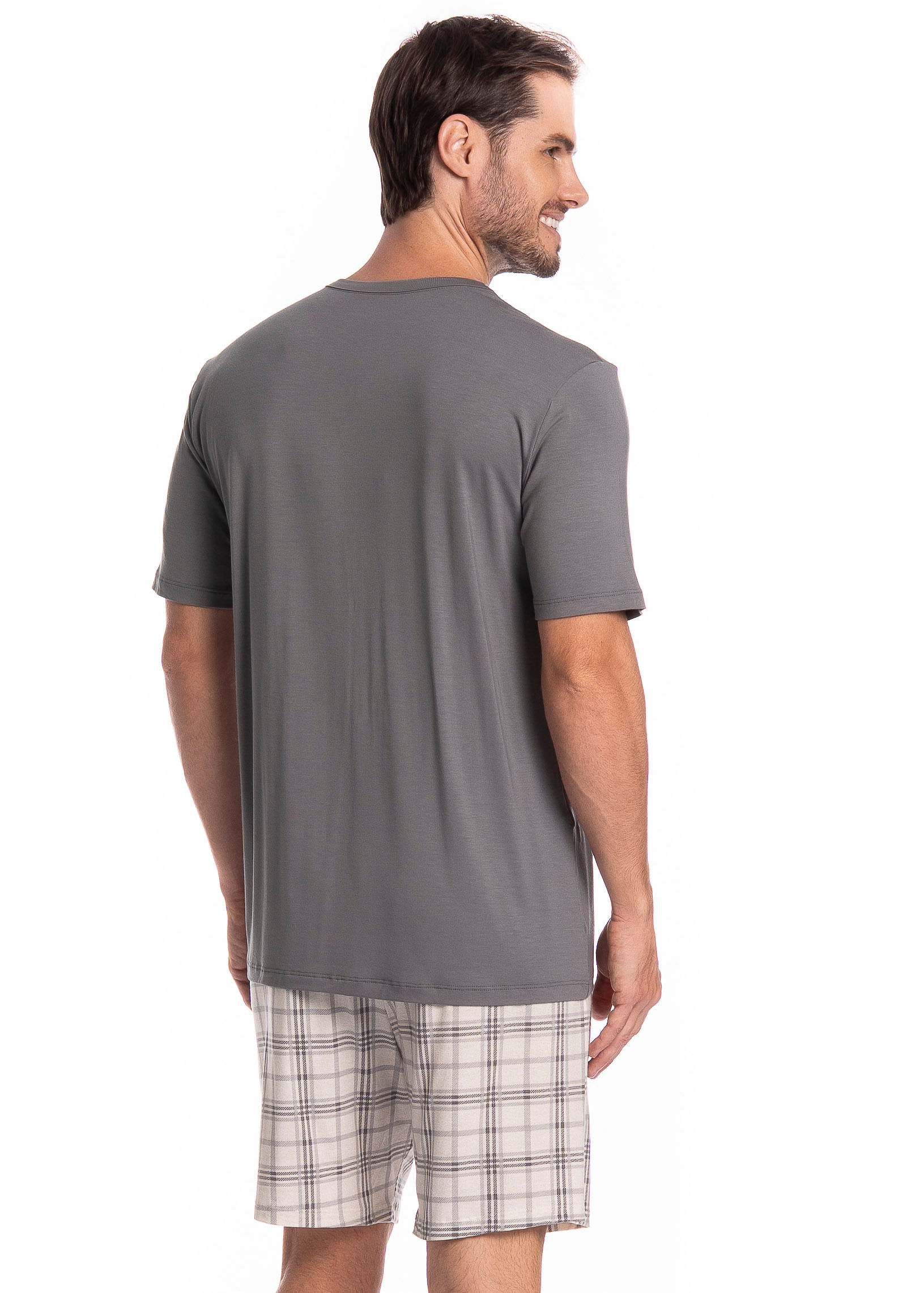 Pijama Masculino Curto Chess Tombini Cinza - Imagem 2