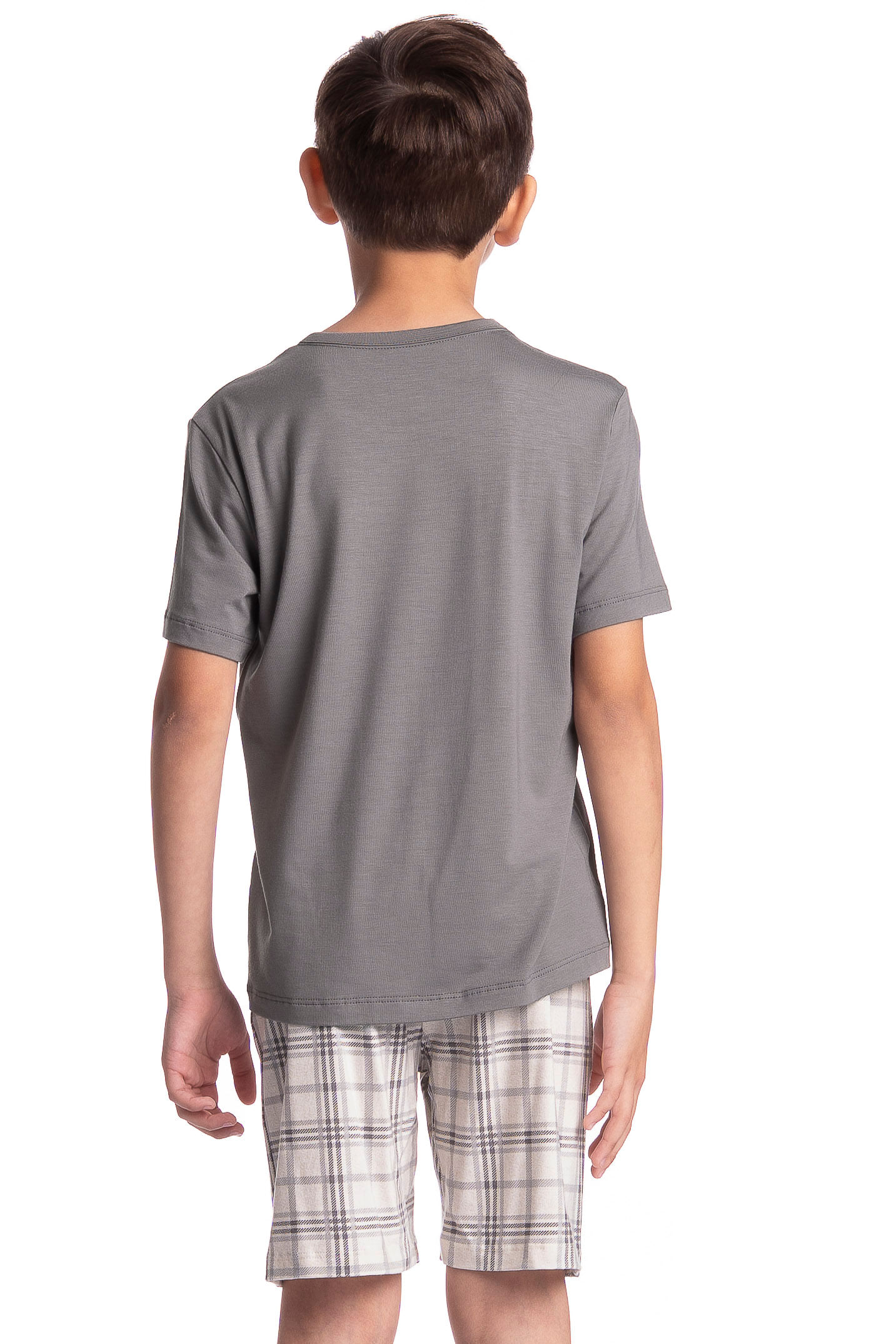 Pijama Infantil Curto Masculino Chess Cinza - Imagem 2