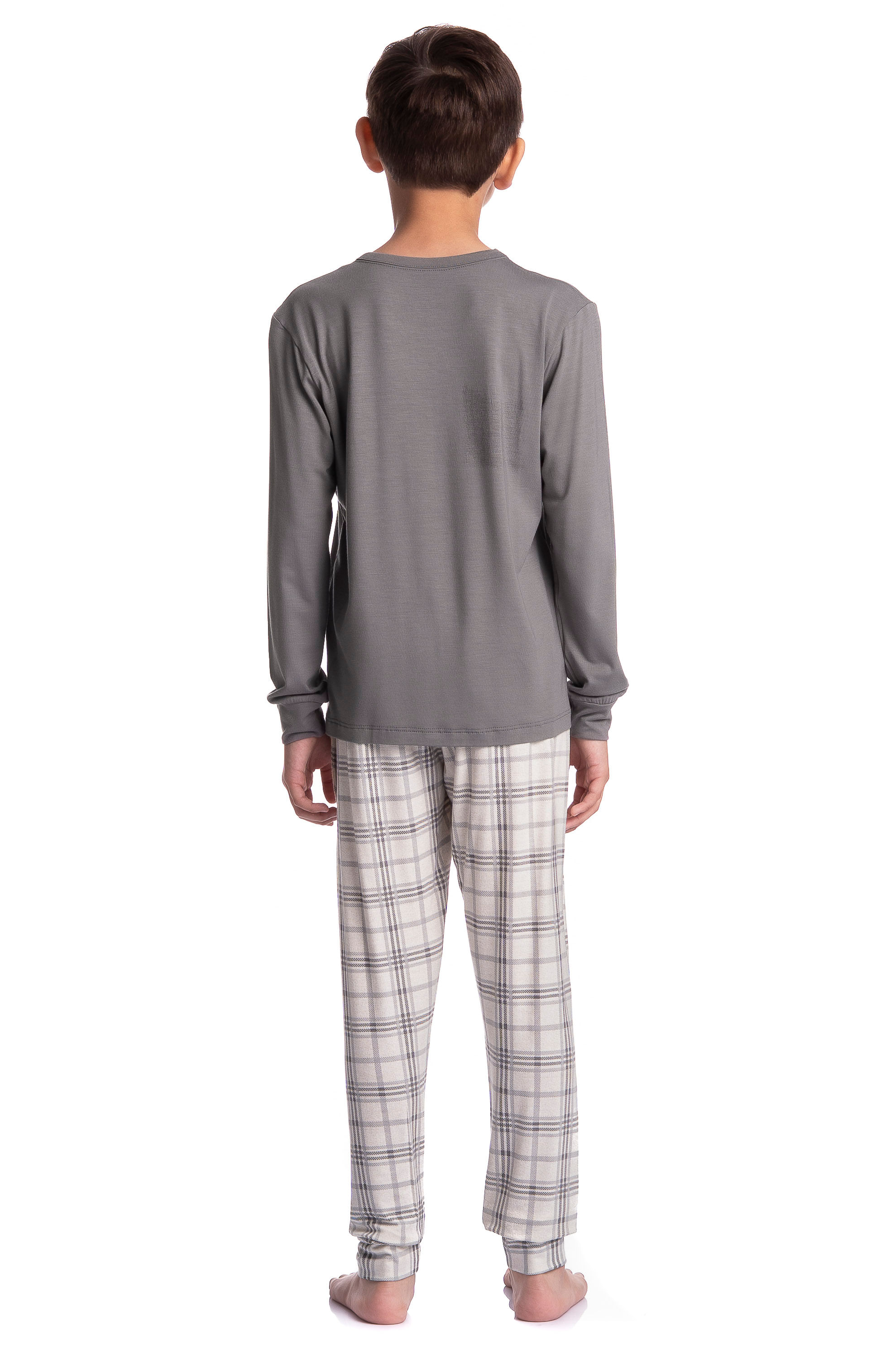 Pijama Infantil Longo Masculino Chess Cinza - Imagem 2
