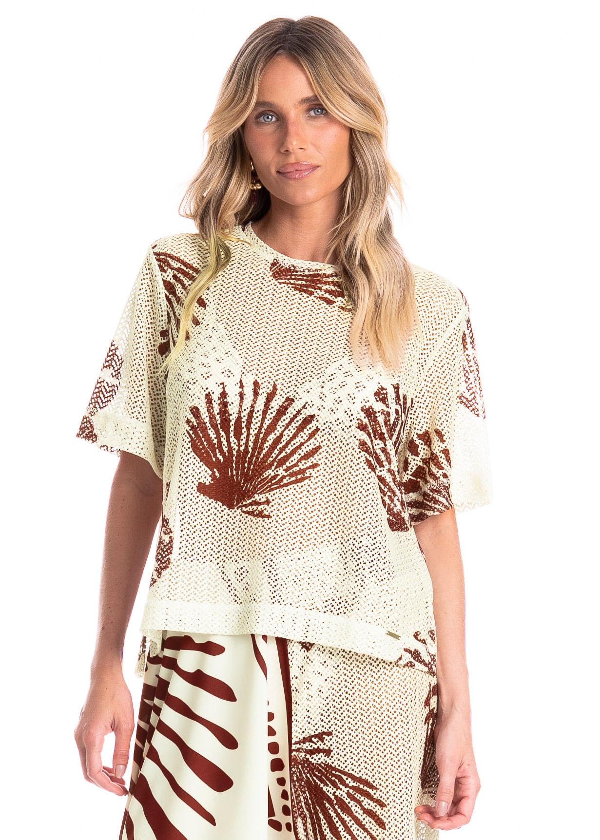 Blusa Feminina Conchas Marrom - Imagem 1