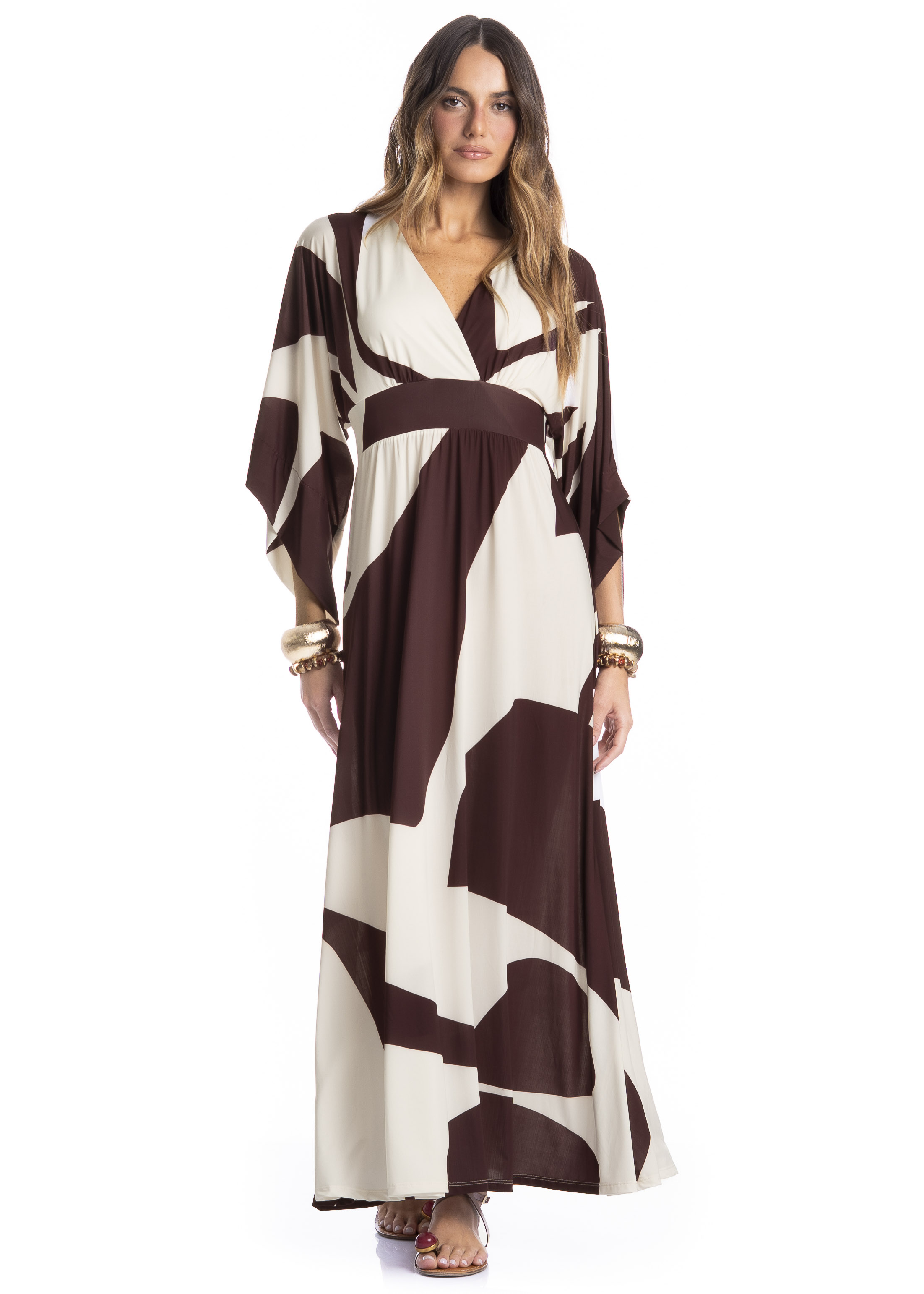Kaftan Longo Litorânea Vermelho - Imagem 1