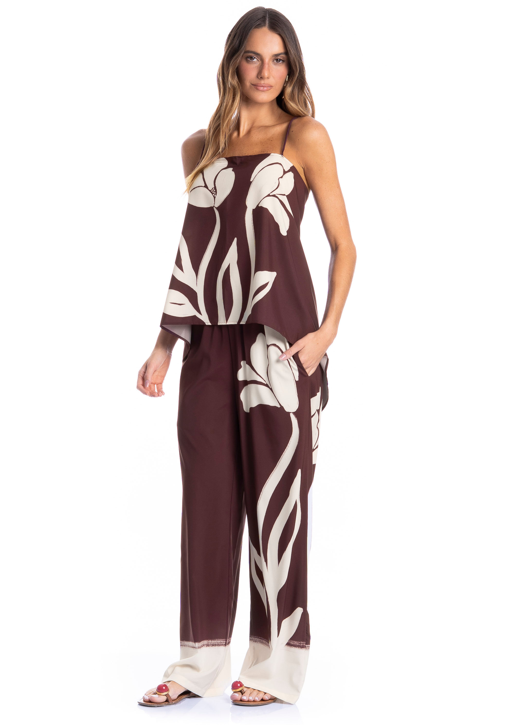 Calça Feminina Com Bolso Toscana Vermelho - Imagem 1