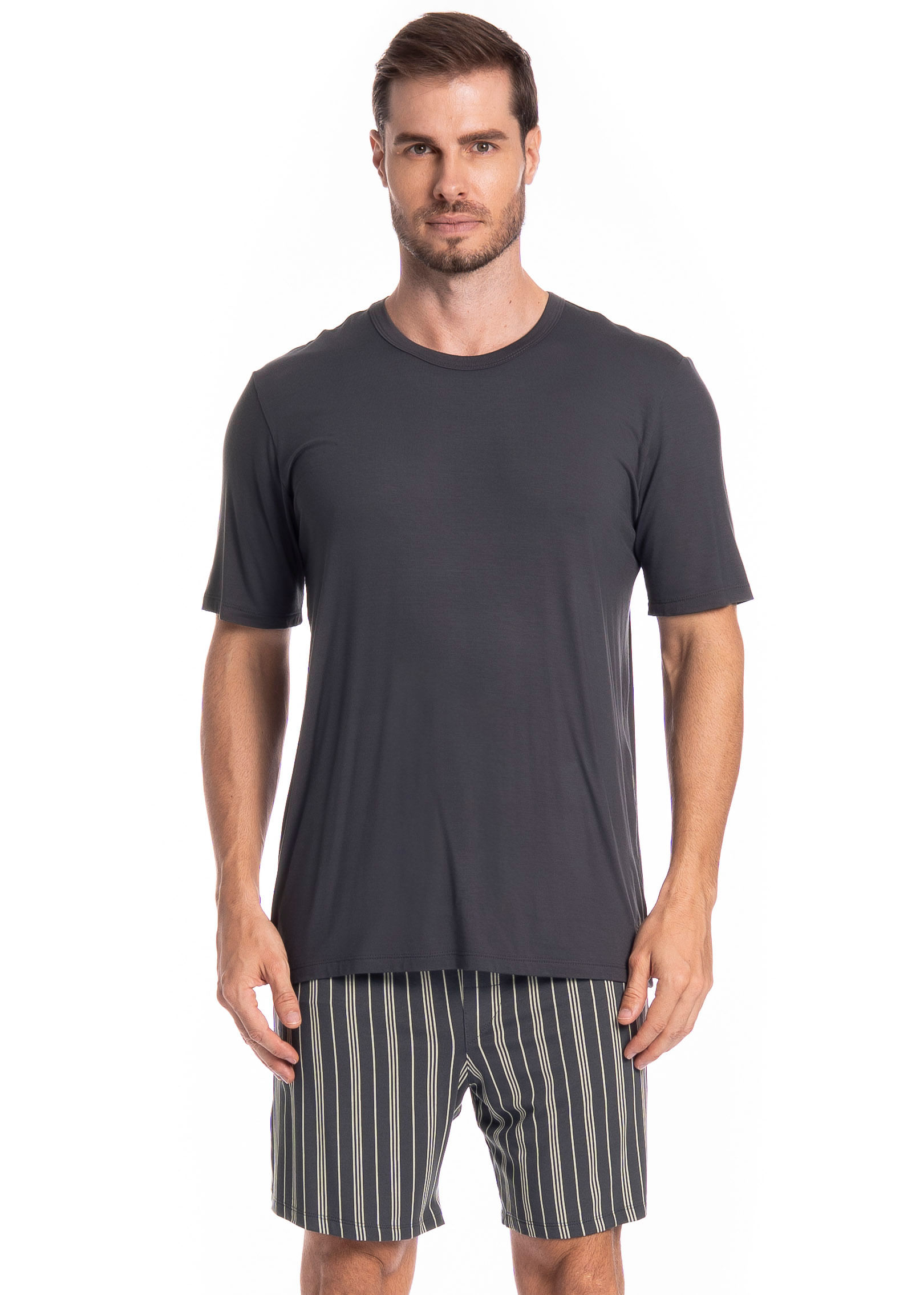 Pijama Curto Felipe Tombini Cinza - Imagem 1