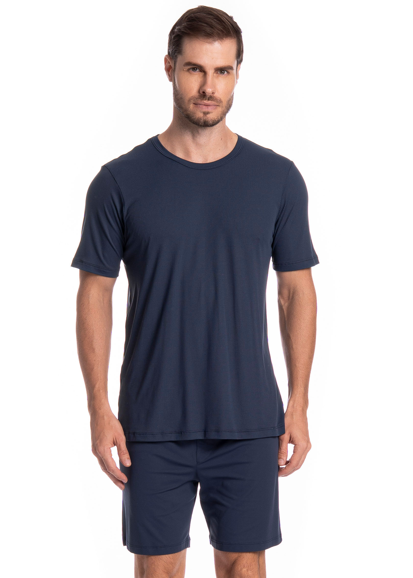 Pijama Masculino Curto Vicente Tombini Azul-marinho - Imagem 1