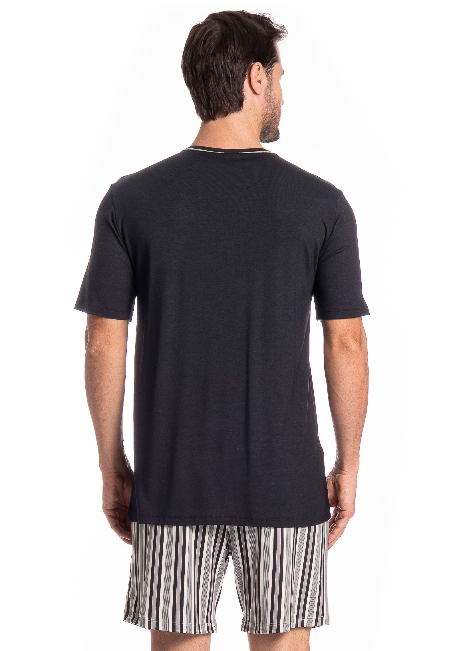 Pijama Masculino Curto Nicolas Tombini Preto - Imagem 2