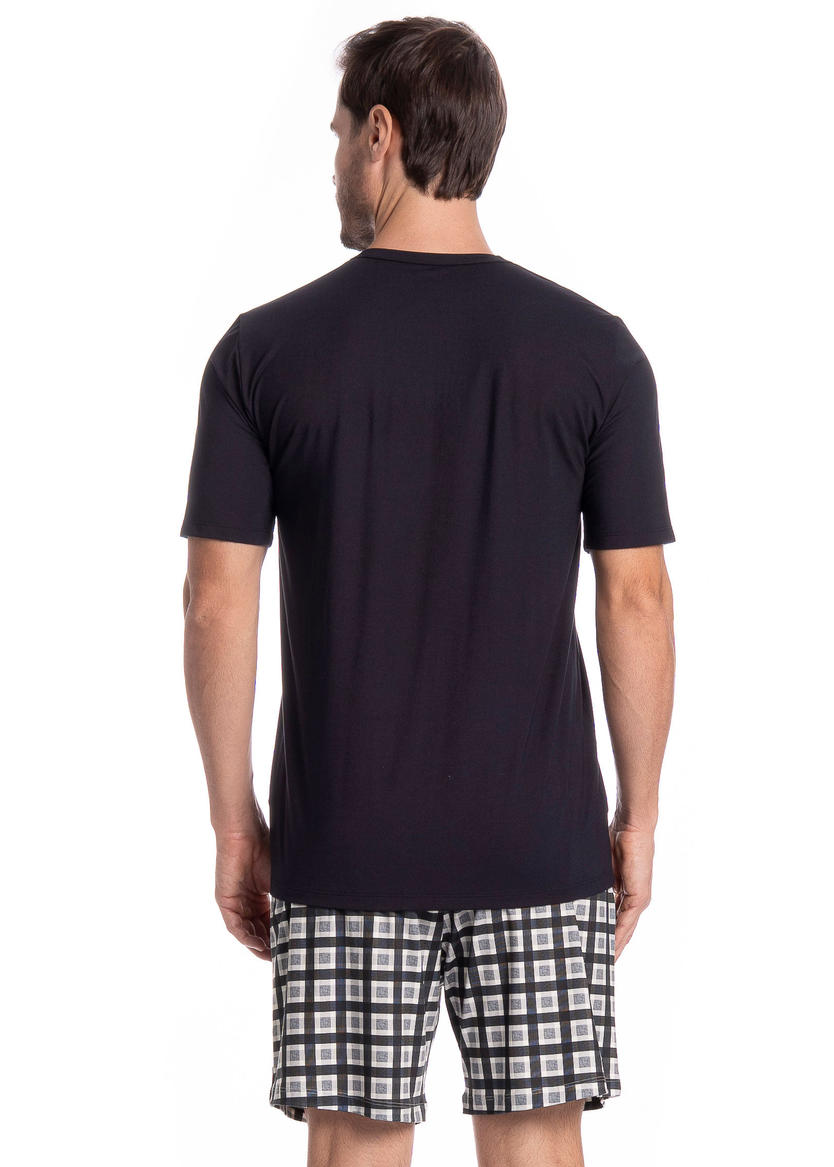 Pijama Masculino Curto Pietro Tombini Preto - Imagem 2