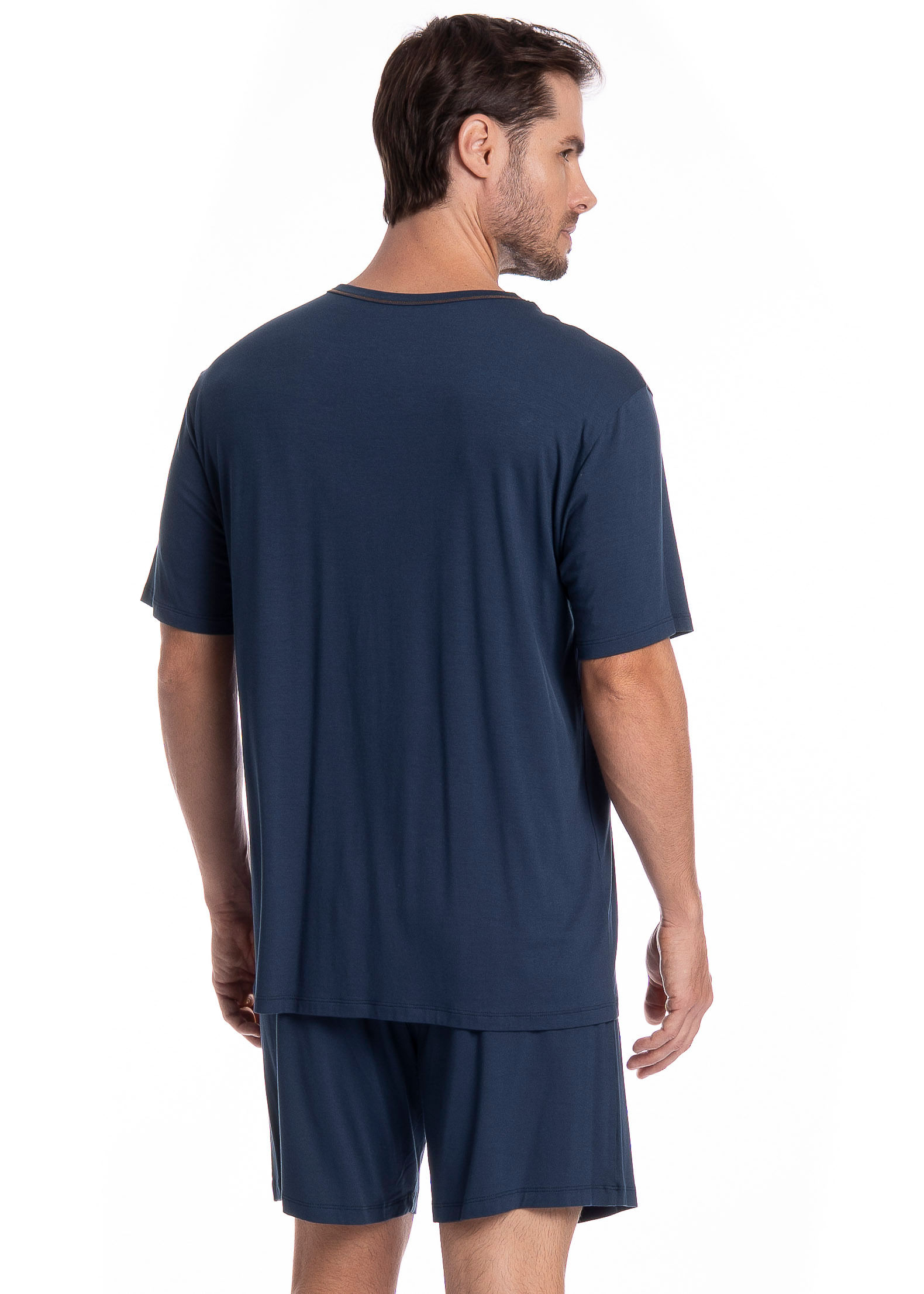 Pijama Masculino Curto New Romeu Tombini Azul-marinho - Imagem 2