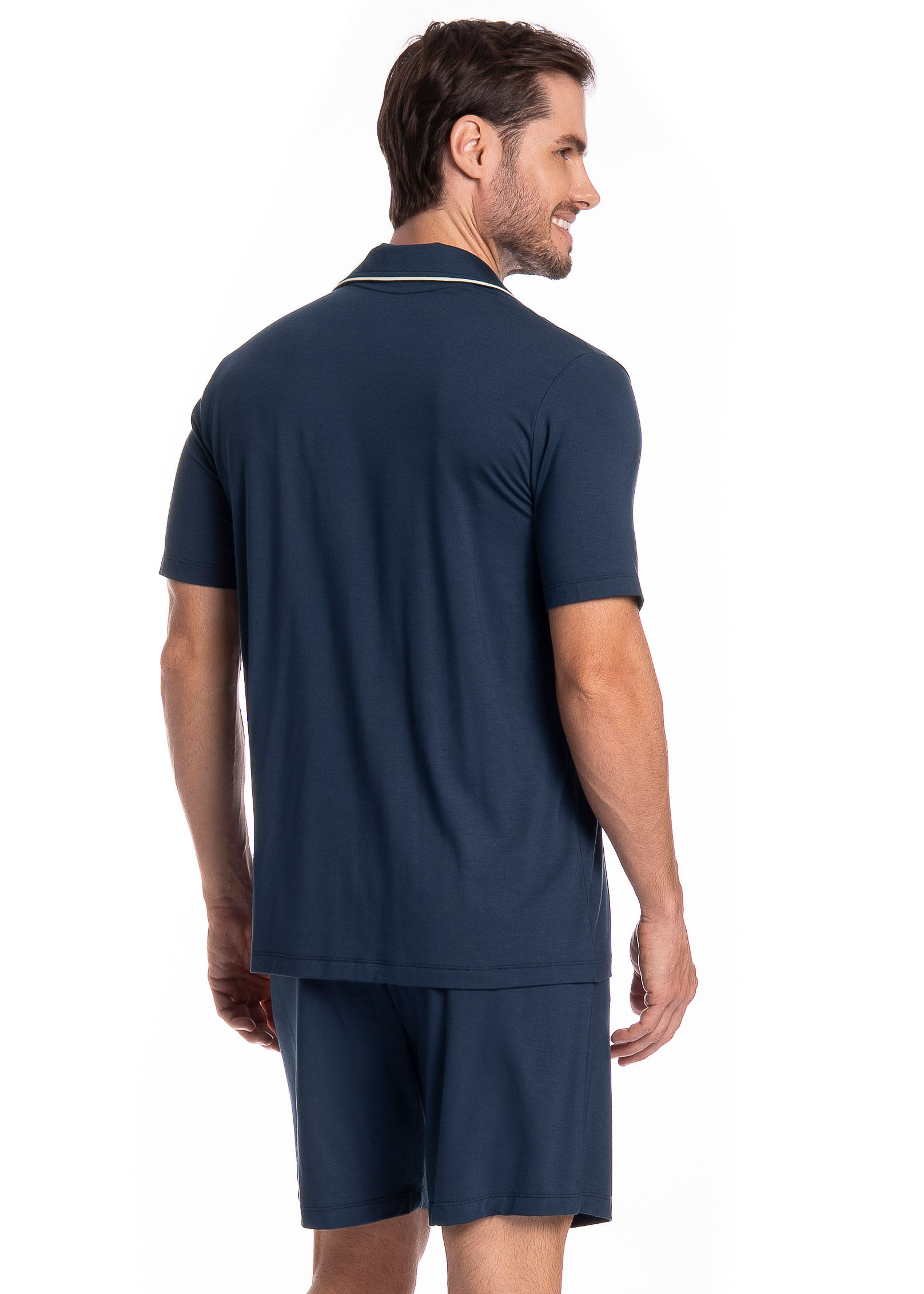 Pijama Masculino Americano Curto New Romeu Tombini Azul-marinho - Imagem 2