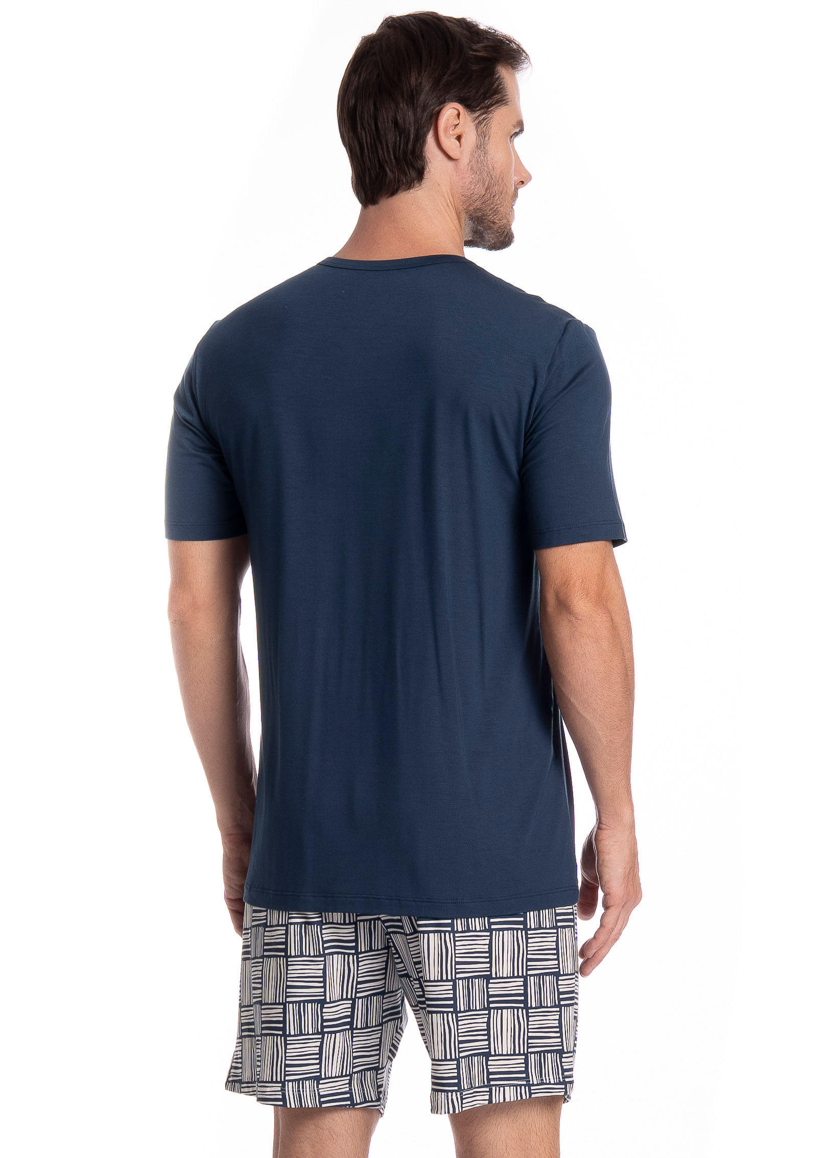 Pijama Masculino Curto Bernardo Tombini Azul-marinho - Imagem 2