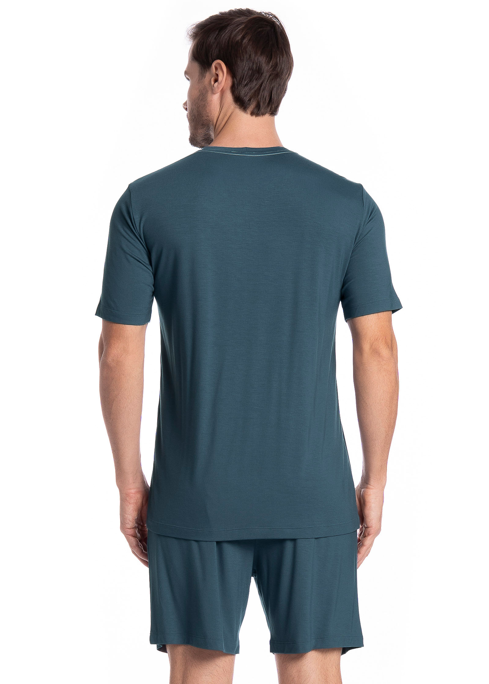 Pijama Masculino Curto Com Bolso Lucca Tombini Azul-marinho - Imagem 2