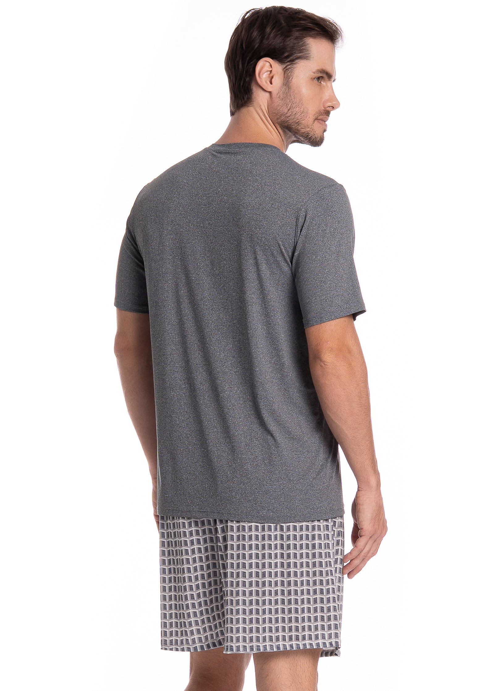 Pijama Masculino Curto Manuel Tombini Cinza - Imagem 2