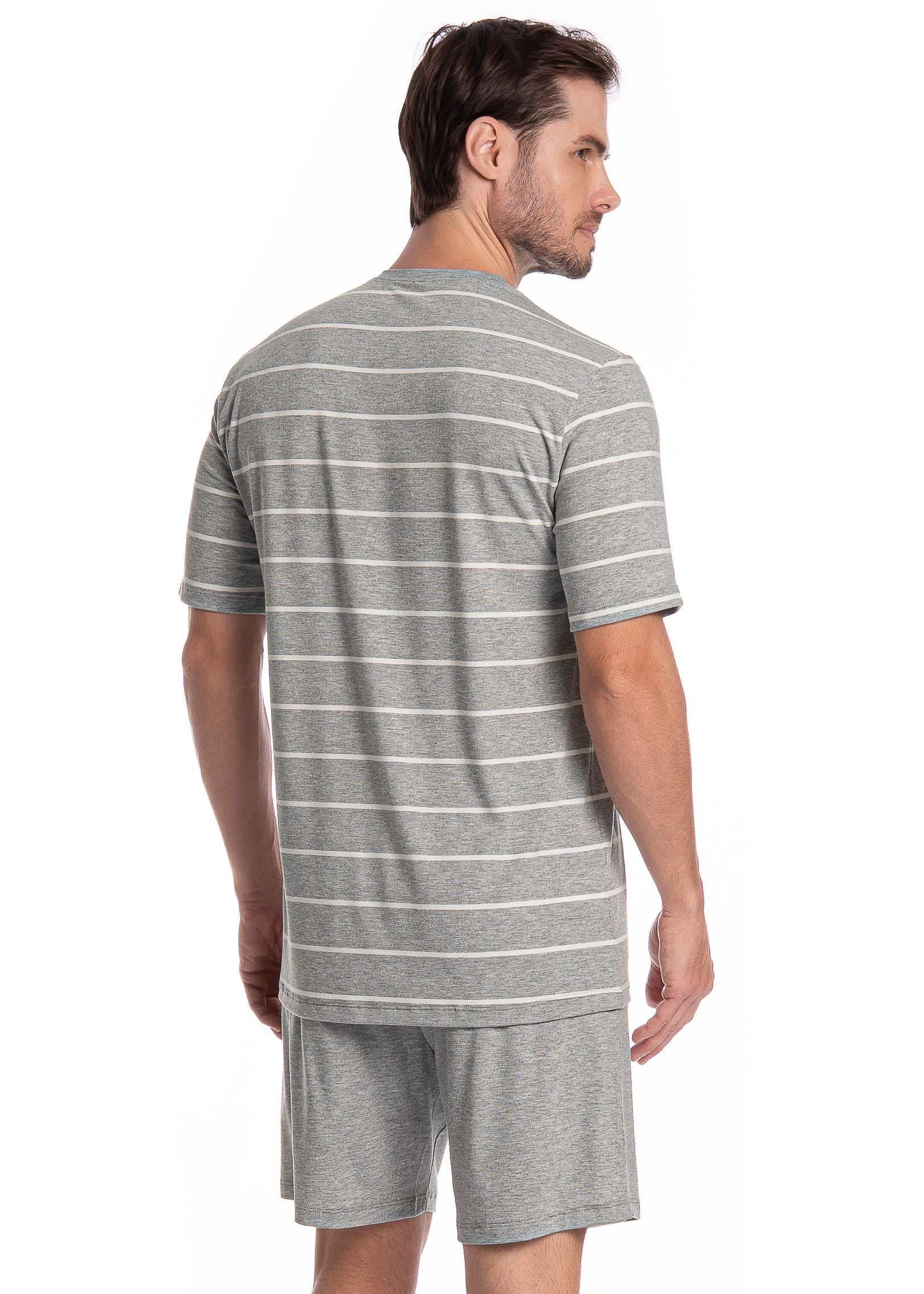 Pijama Masculino Curto Henrique Tombini Cinza - Imagem 2
