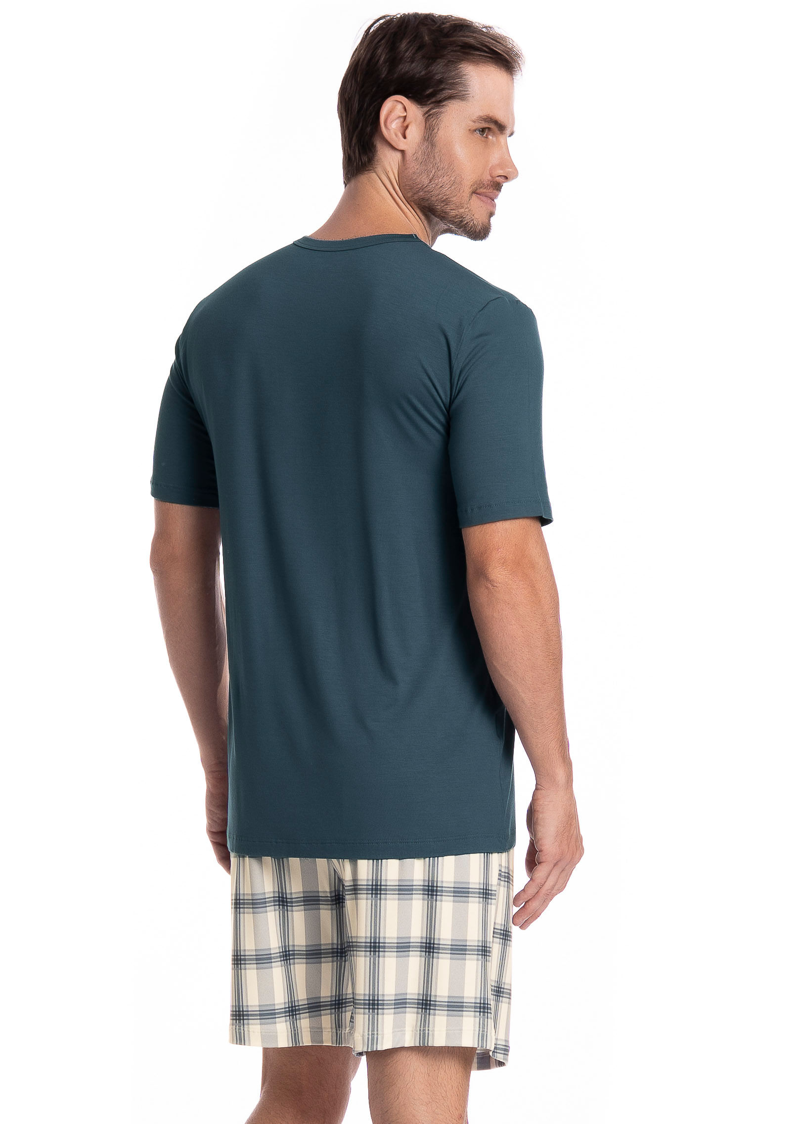 Pijama Masculino Curto Blue Tombini Branco - Imagem 2