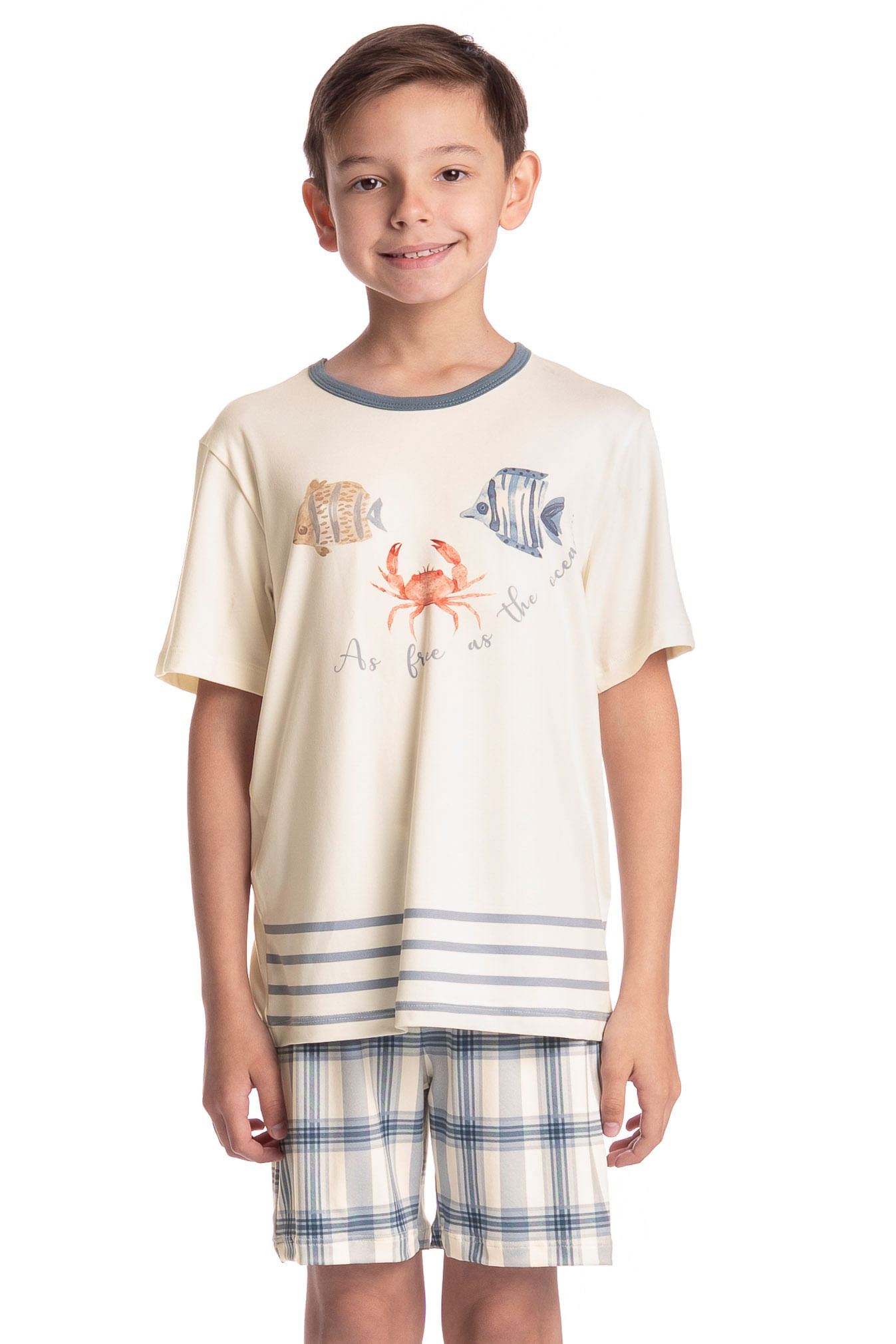 Pijama Infantil Unissex Curto Blue Branco - Imagem 1