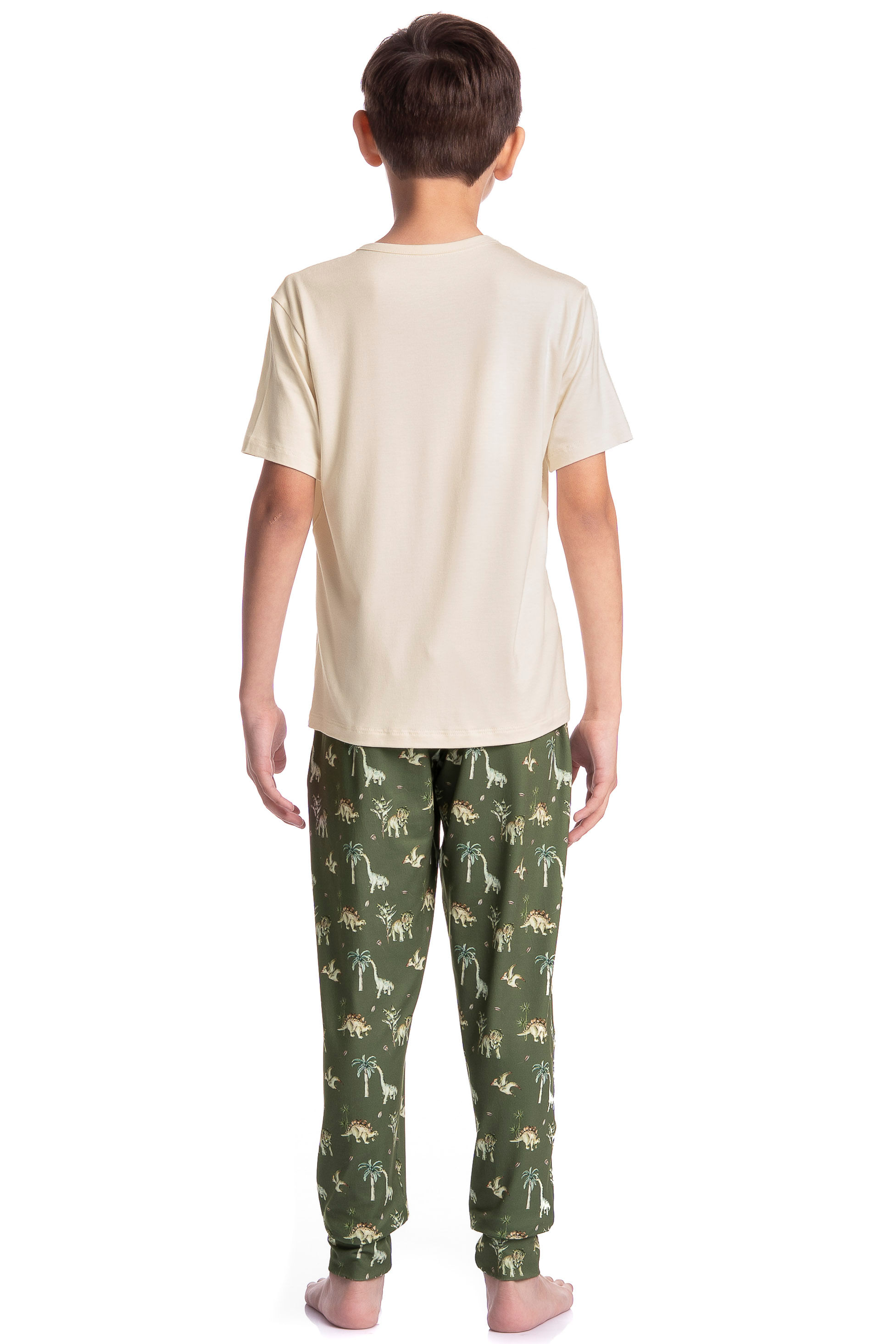 Pijama Infantil Longo Manga Curta Dino Verde - Imagem 2