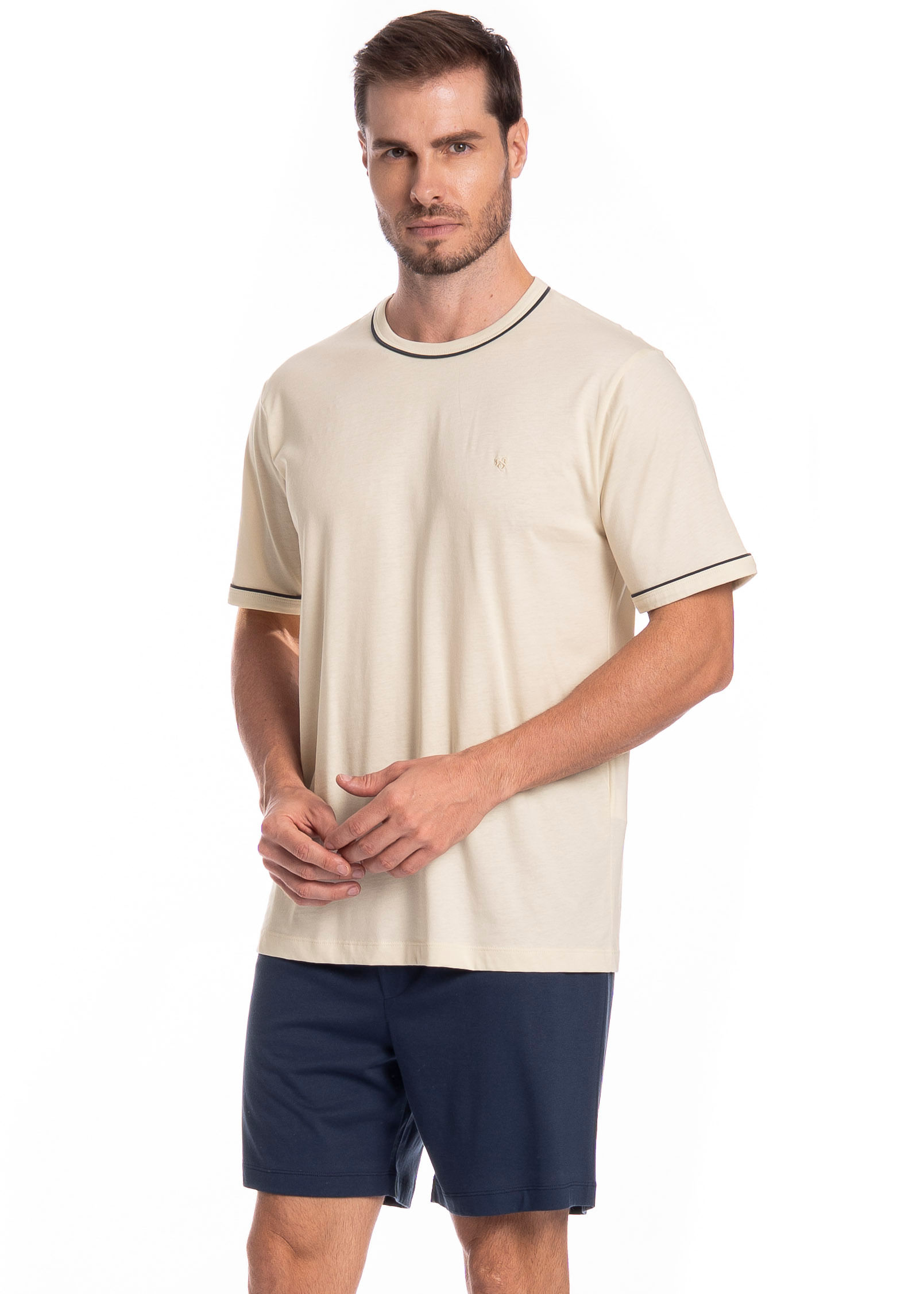 Pijama Masculino Curto Dado Tombini Azul-marinho - Imagem 1