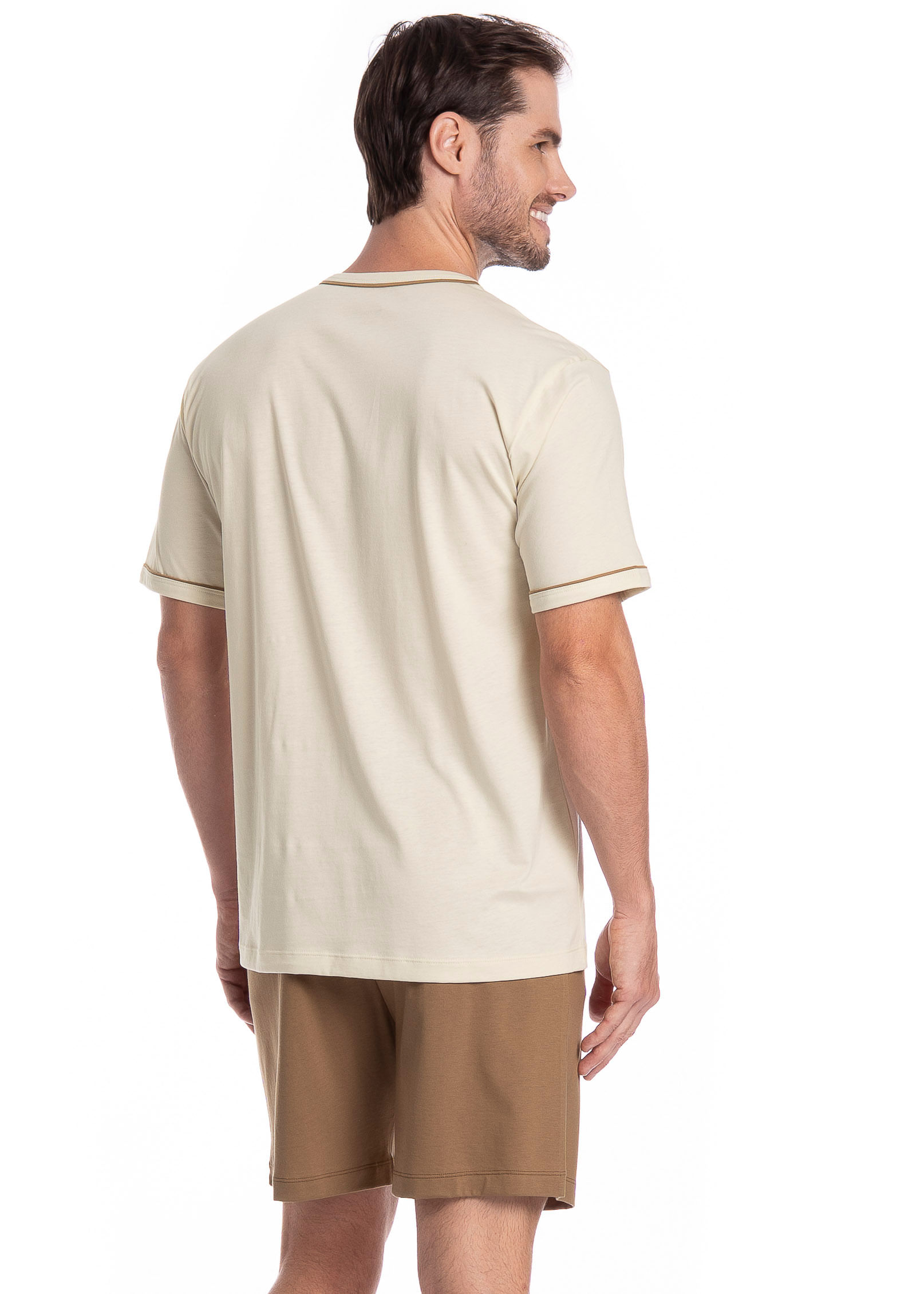 Pijama Masculino Curto Dado Tombini Marrom - Imagem 2