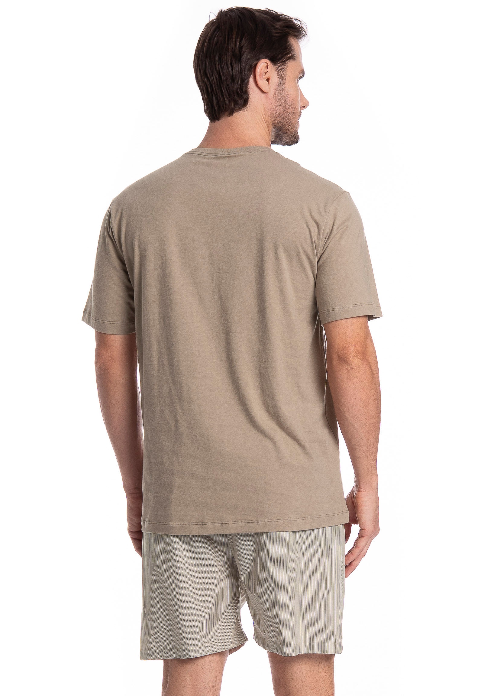 Pijama Masculino Curto Lorenzo Tombini Bege - Imagem 2