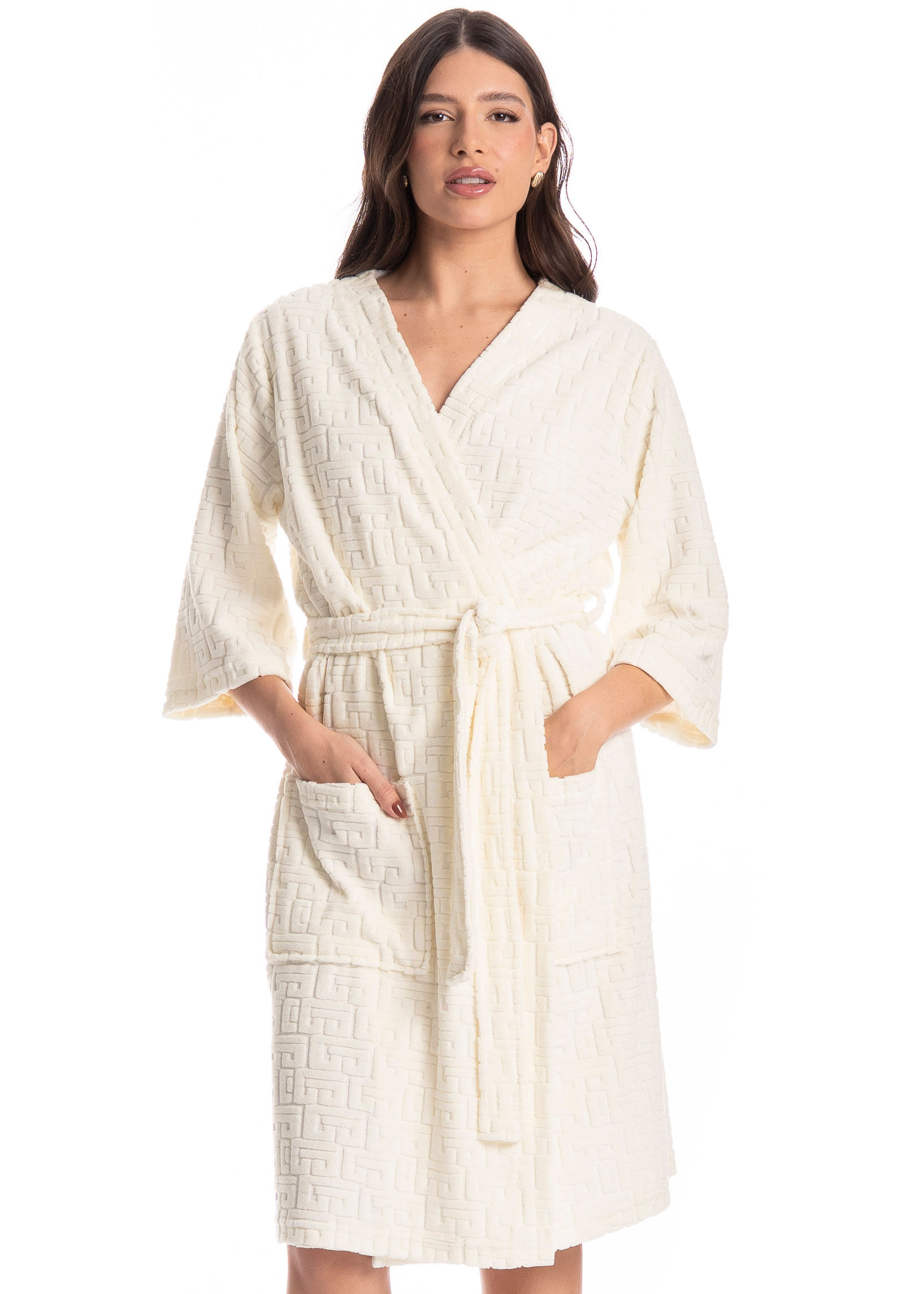 Robe Feminino Jacquard Branco - Imagem 1