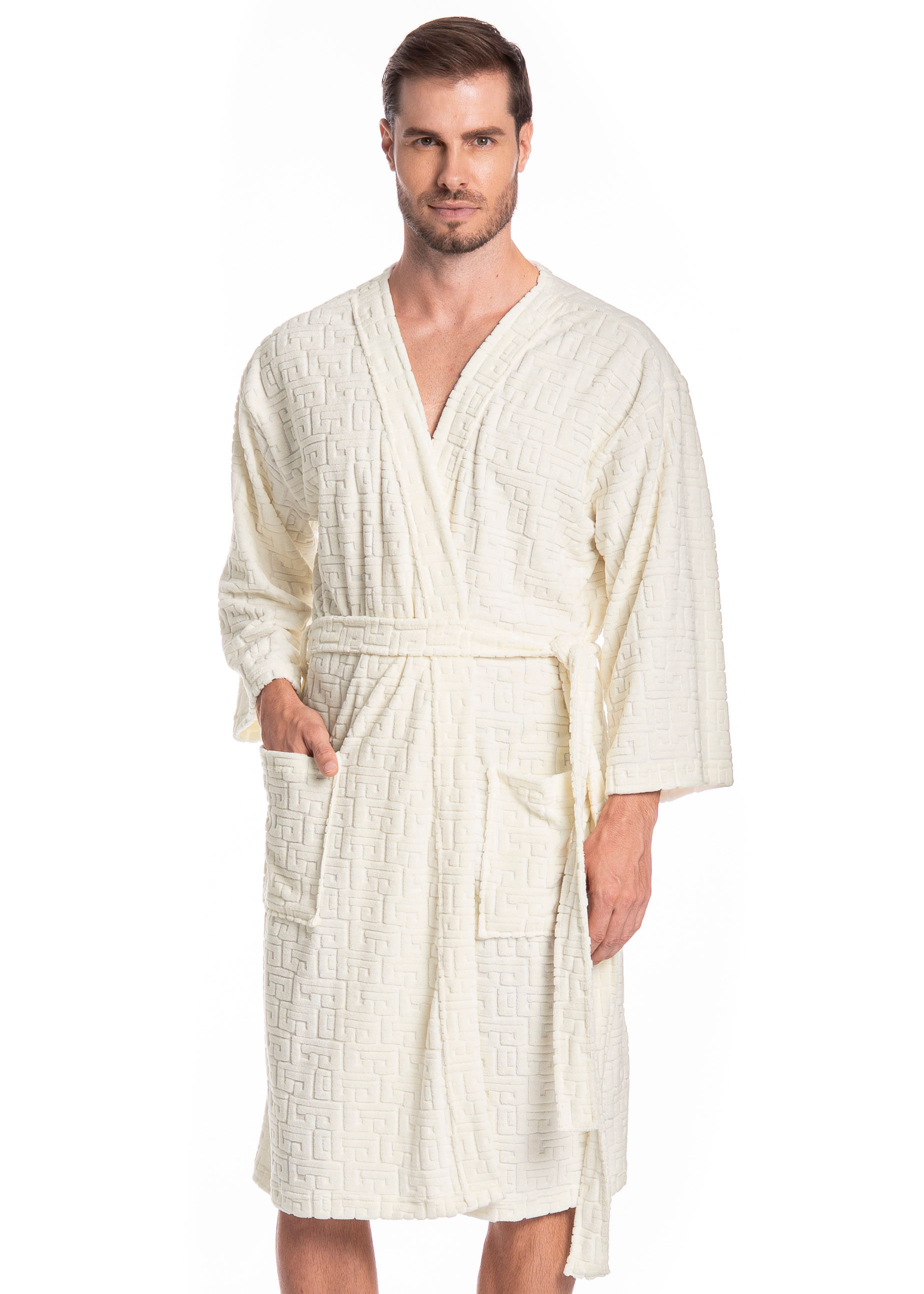 Robe Masculino Jacquard Tombini Branco - Imagem 1