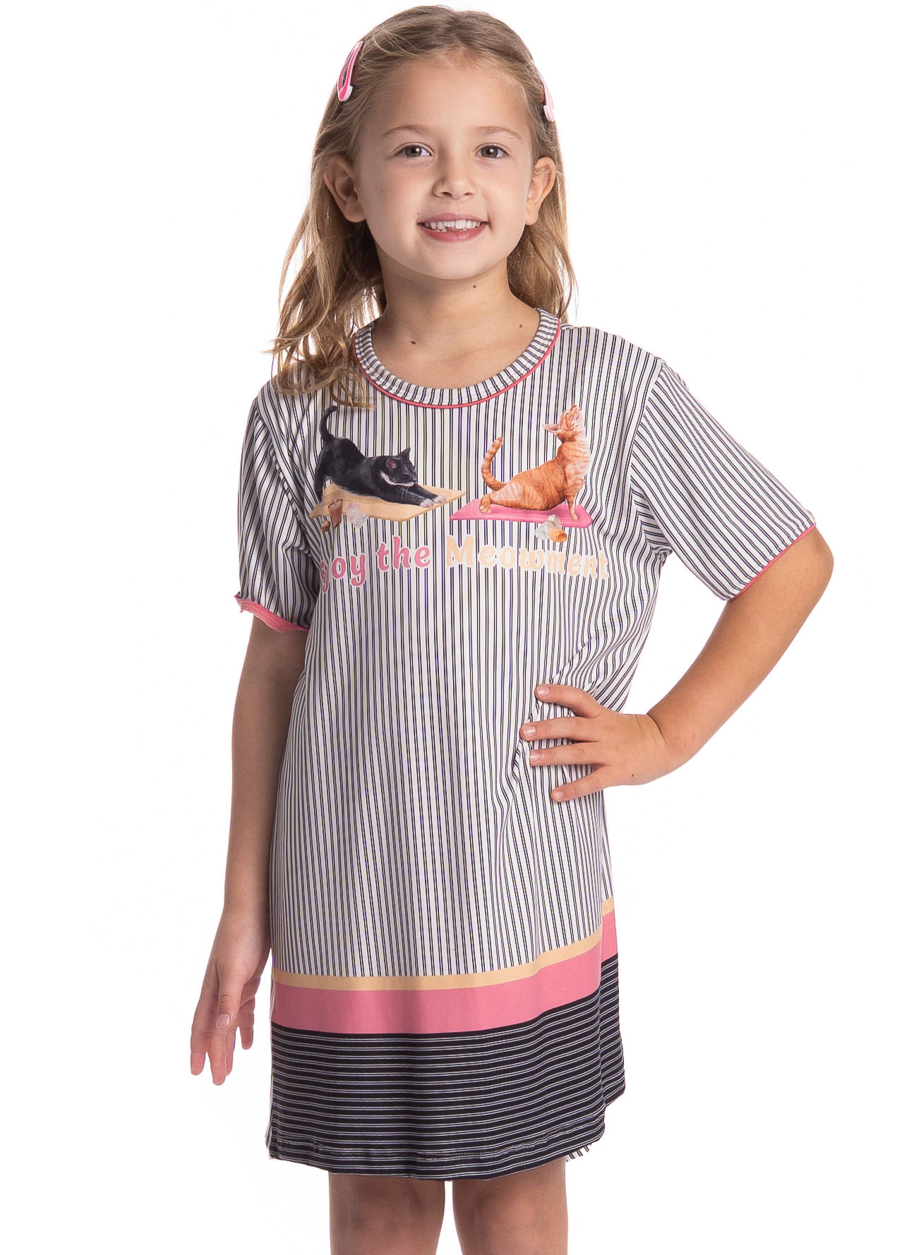 Camisão Infantil Cats Yoga Branco - Imagem 1