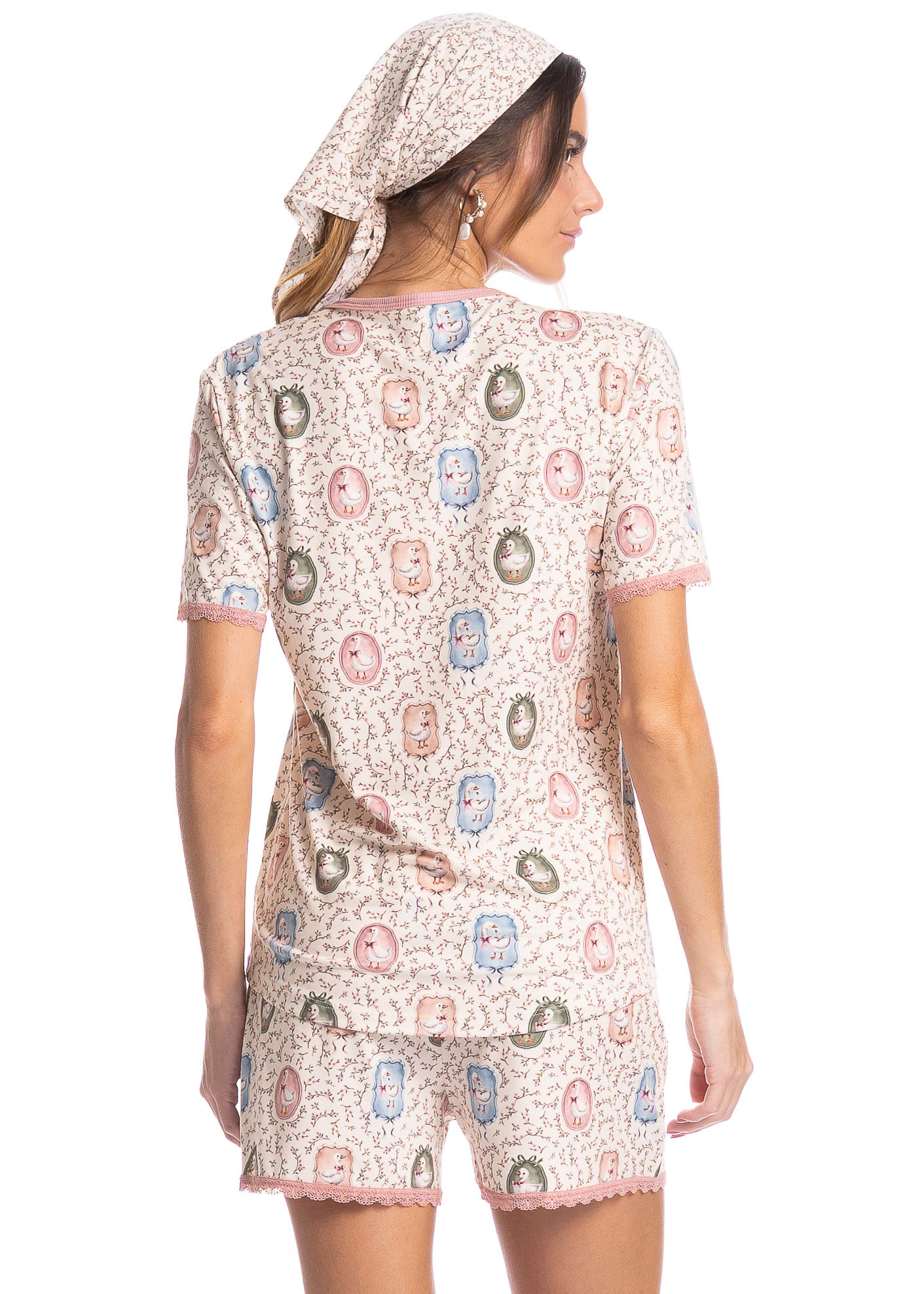 Pijama Feminino Curto Sweet Love Rosa-3 - Imagem 2