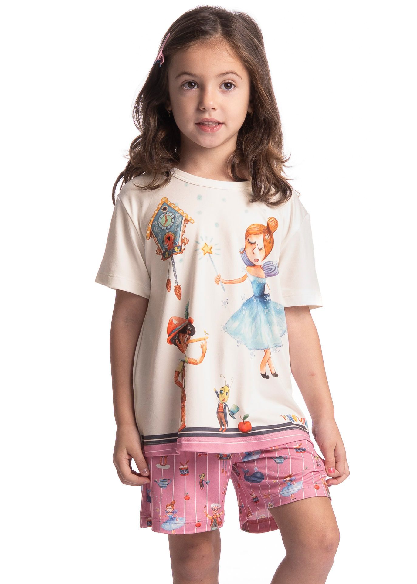 Pijama Infantil Feminino Curto Fada Rosa-2 - Imagem 1