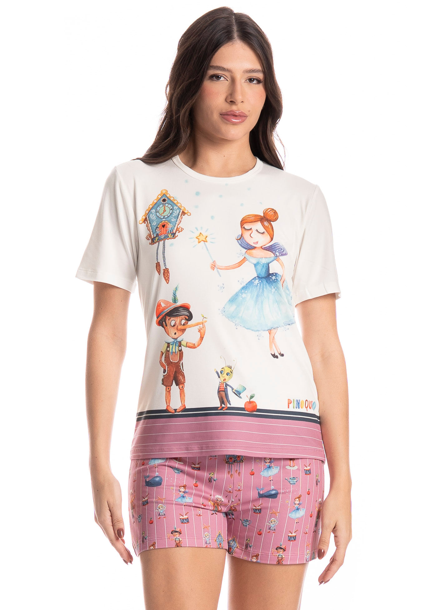 Pijama Feminino Curto Fada Rosa-2 - Imagem 1
