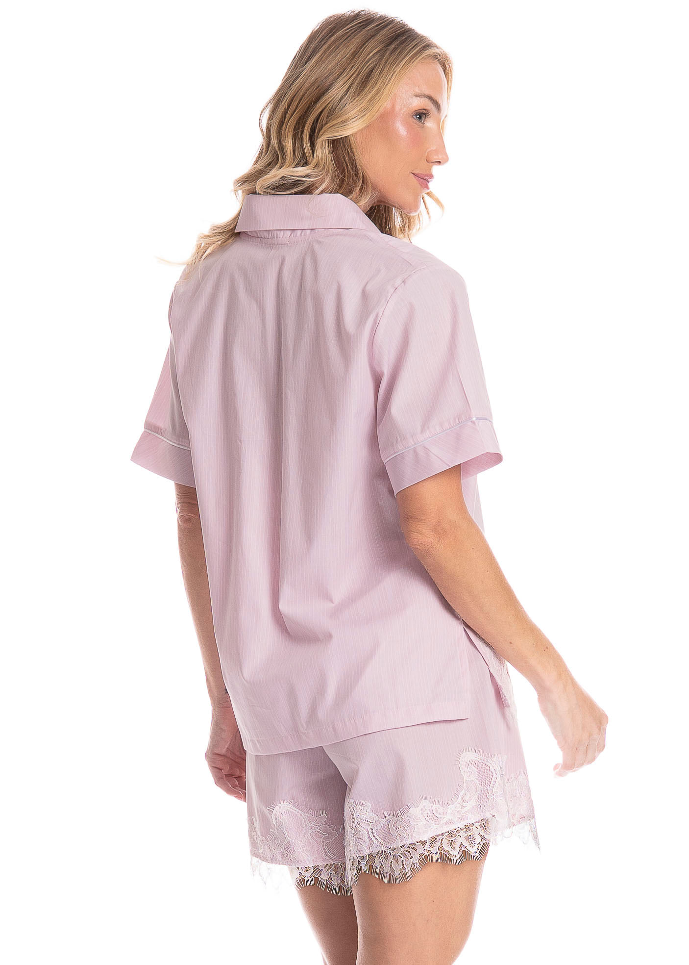 Pijama Americano Feminino Curto Louise Rosa-3 - Imagem 2