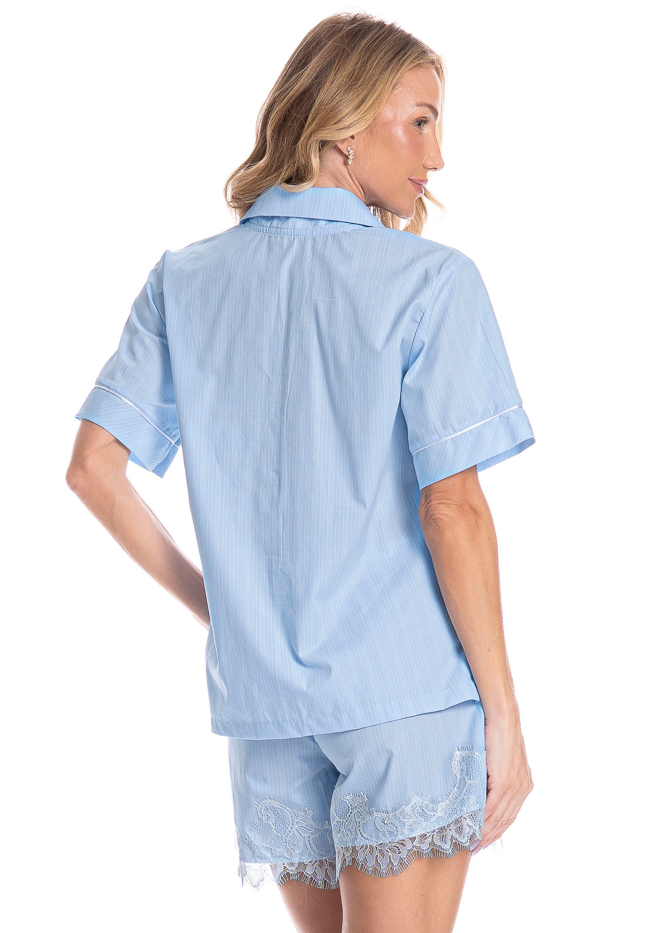 Pijama Americano Feminino Curto Louise Azul - Imagem 2