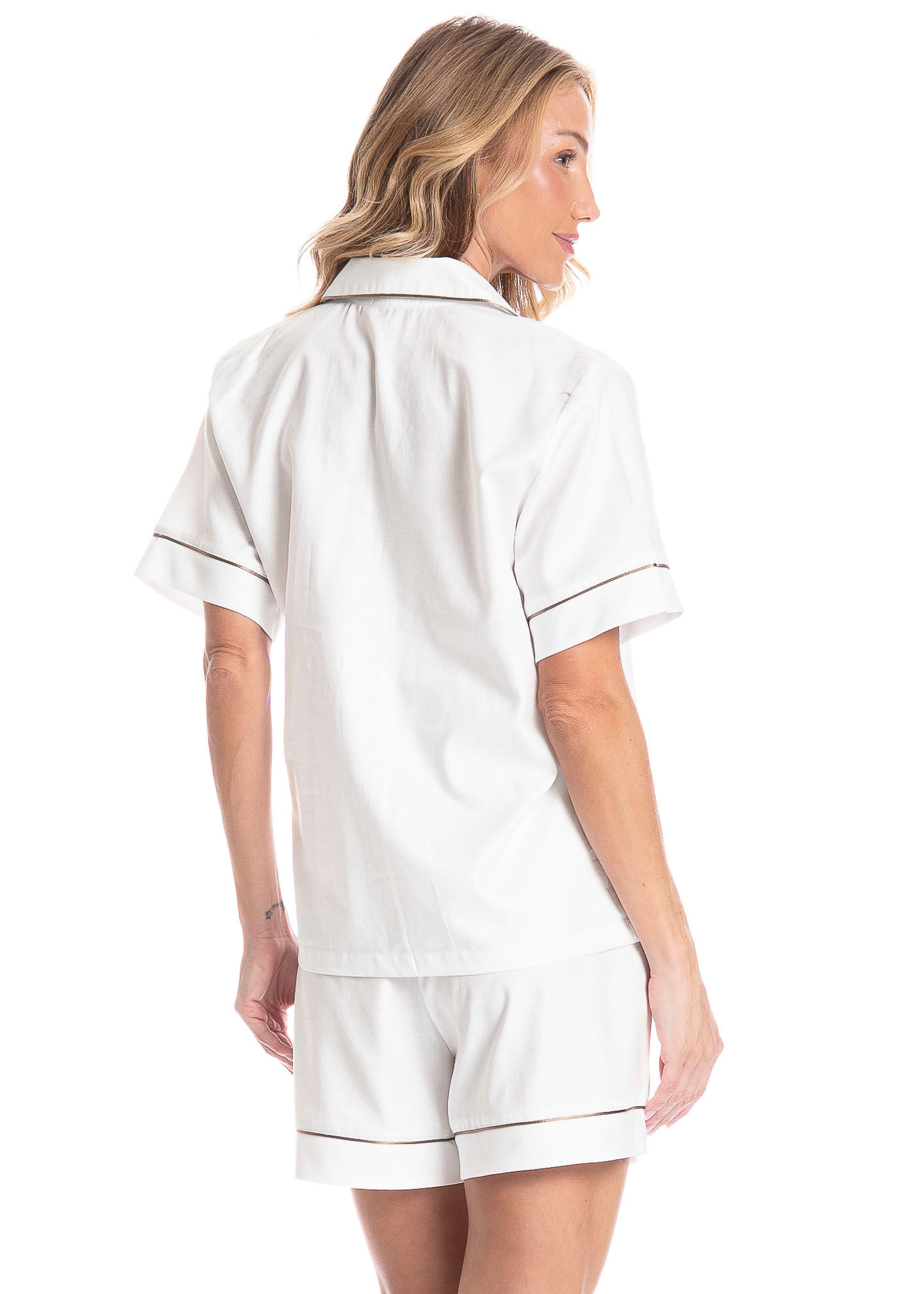 Pijama Americano Feminino Curto Louise Branco - Imagem 2