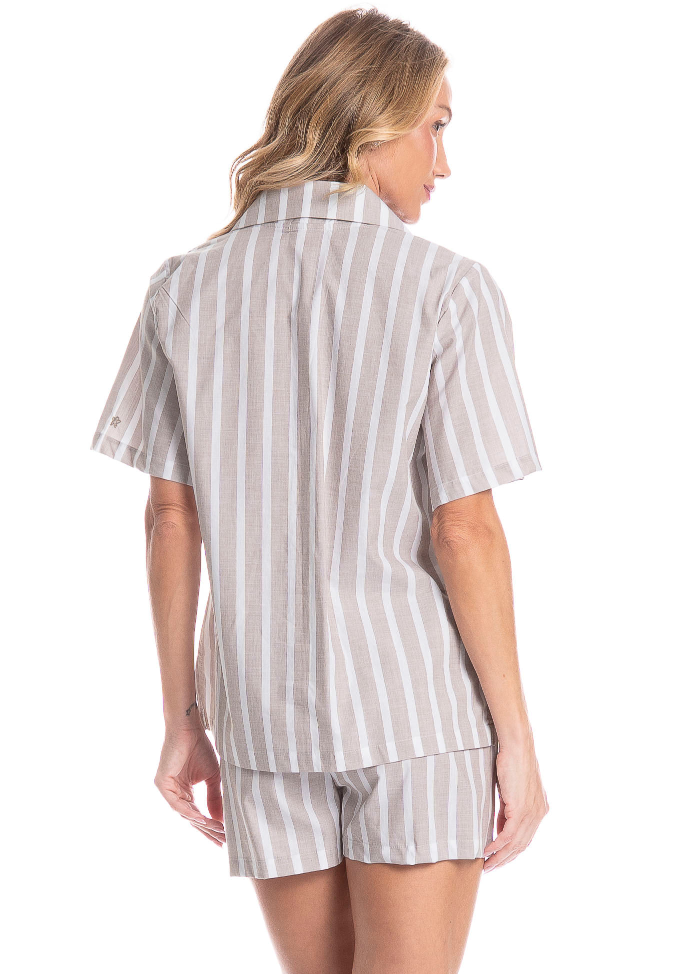 Pijama Americano Feminino Curto Beatriz Bege - Imagem 2