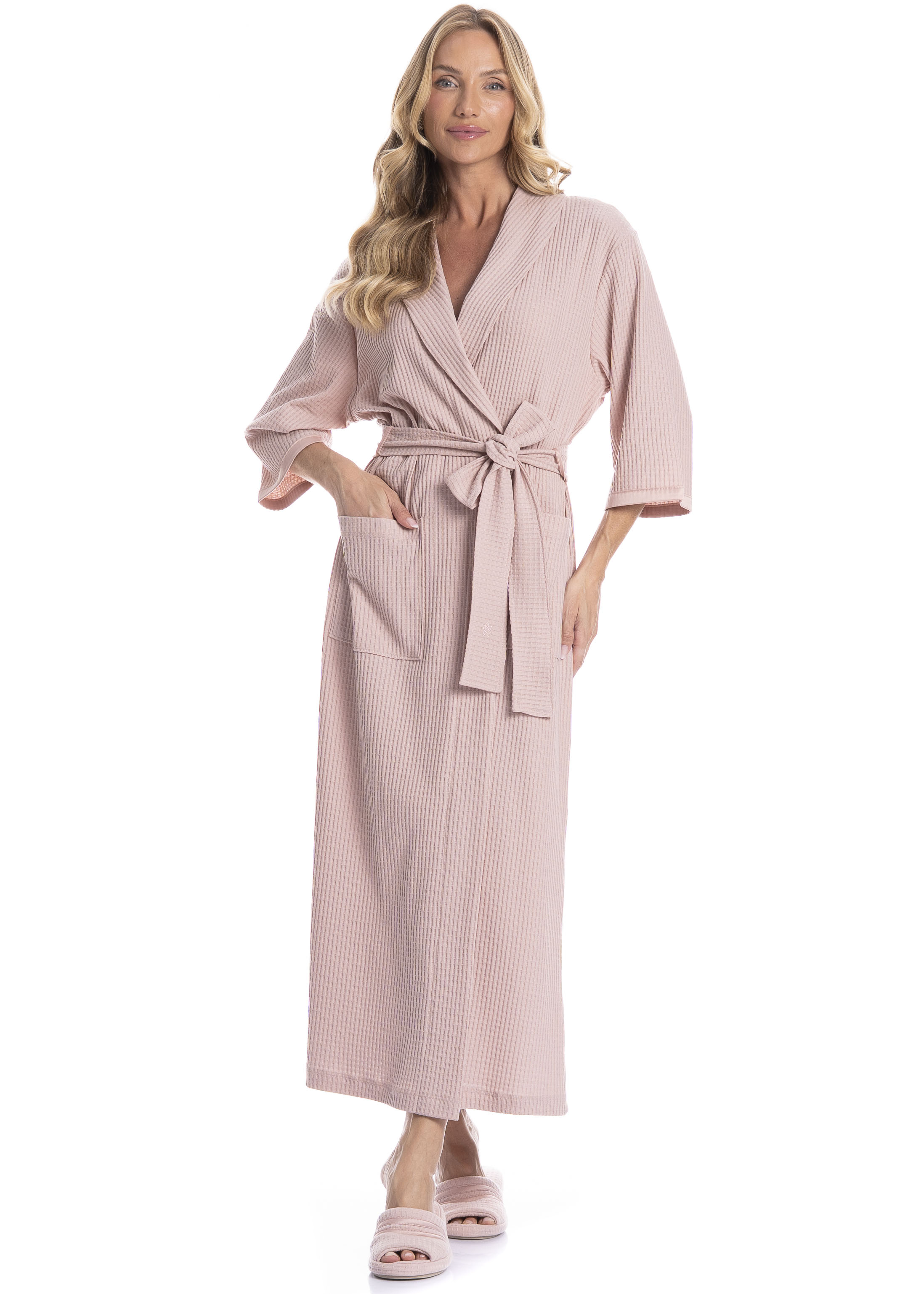 Robe Feminino Midi Piquet Rosa-3 - Imagem 1