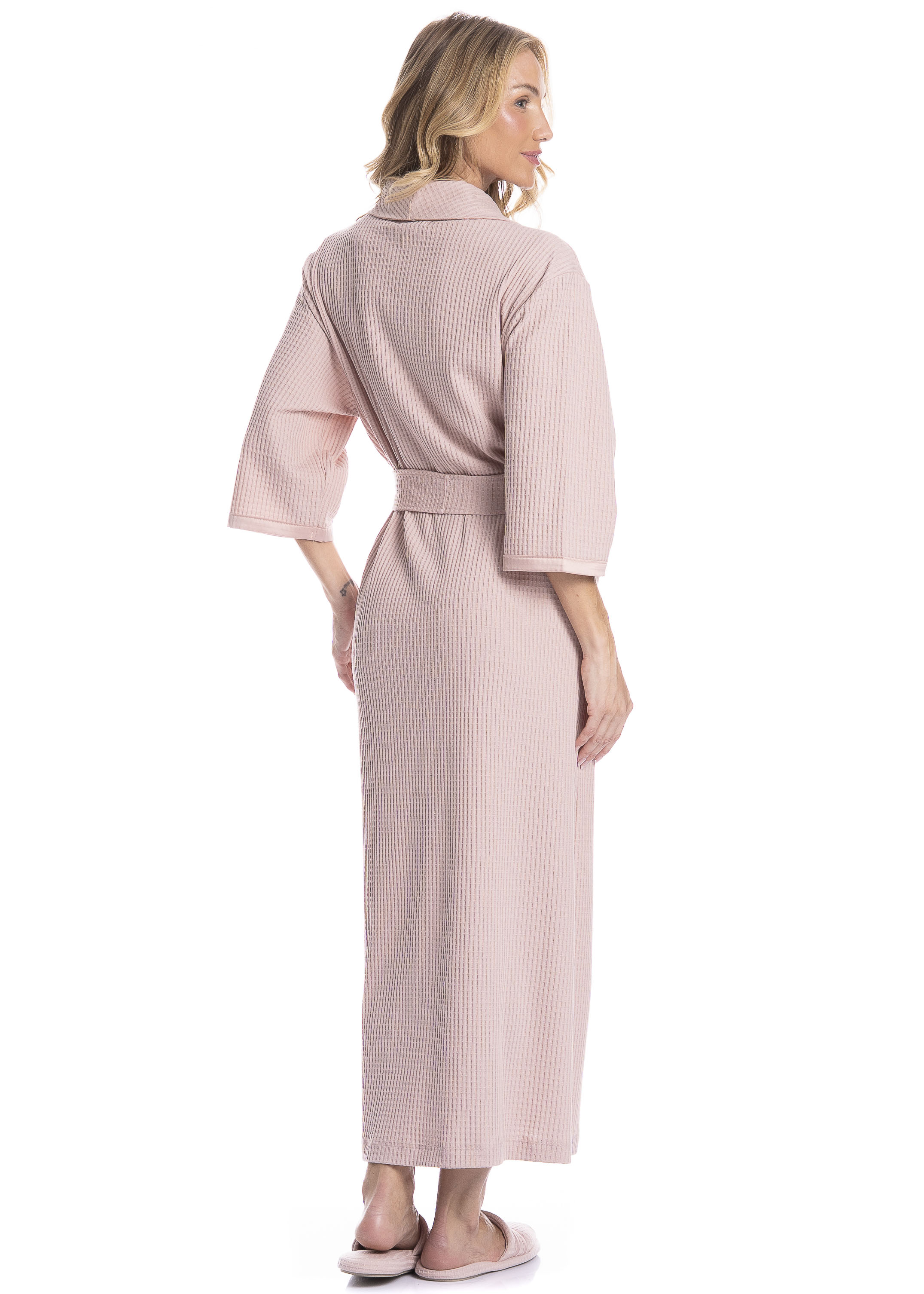 Robe Feminino Midi Piquet Rosa-3 - Imagem 2