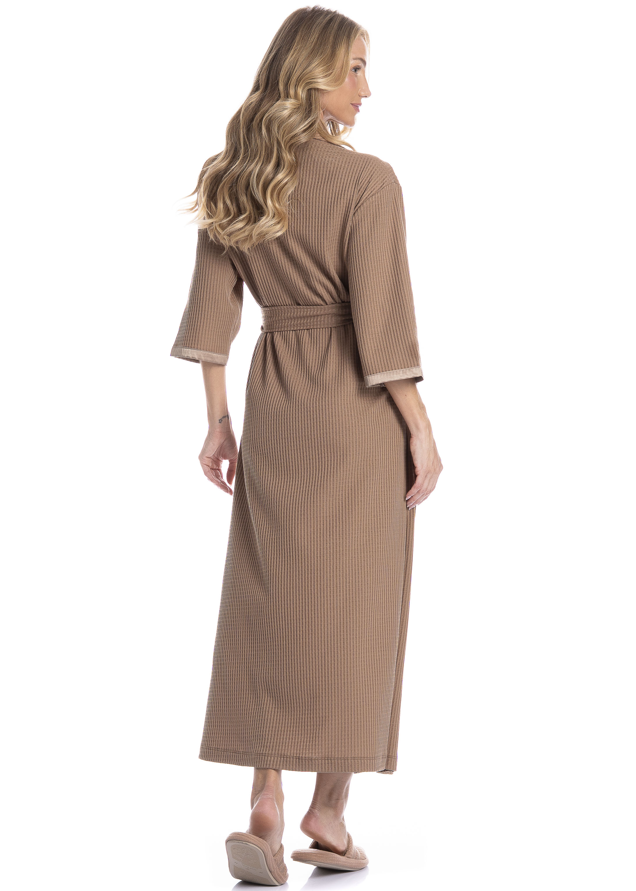 Robe Feminino Midi Piquet Marrom - Imagem 2