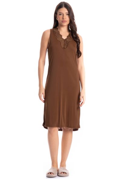 Camisão Médio Regata Biba Marrom - Imagem 1