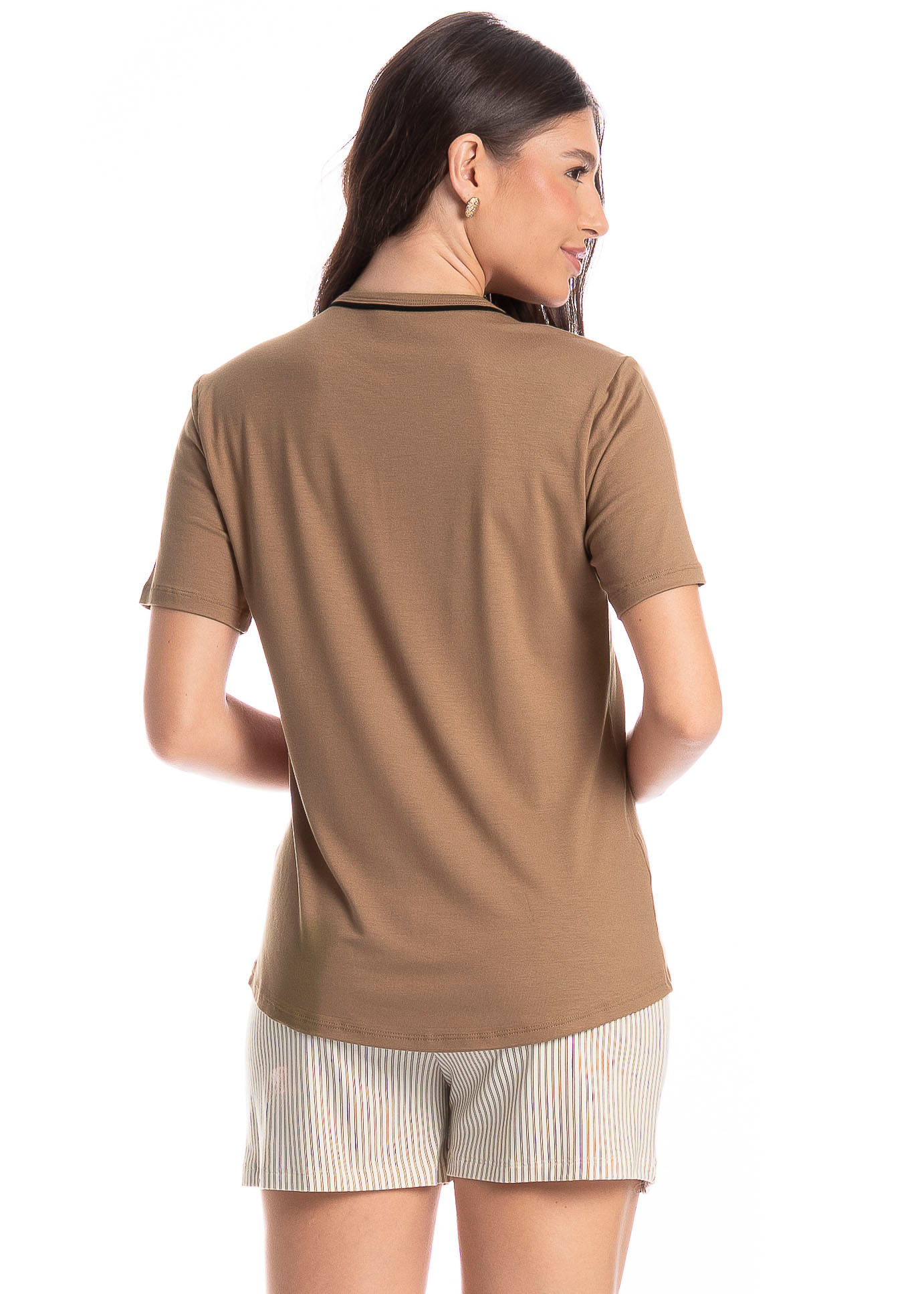 Pijama Feminino Curto Ginger Marrom - Imagem 2