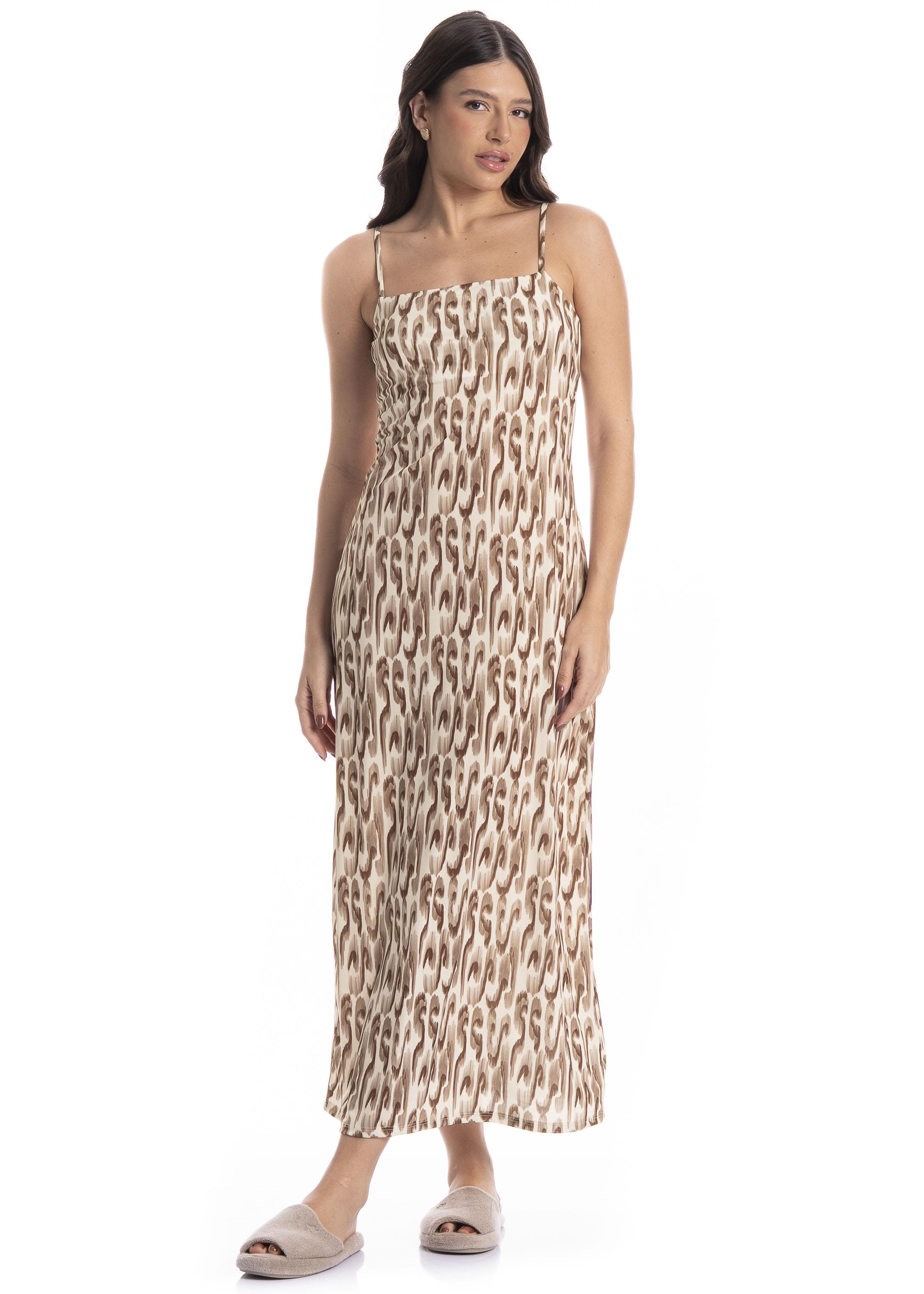 Vestido Feminino Longo Savage Marrom - Imagem 1