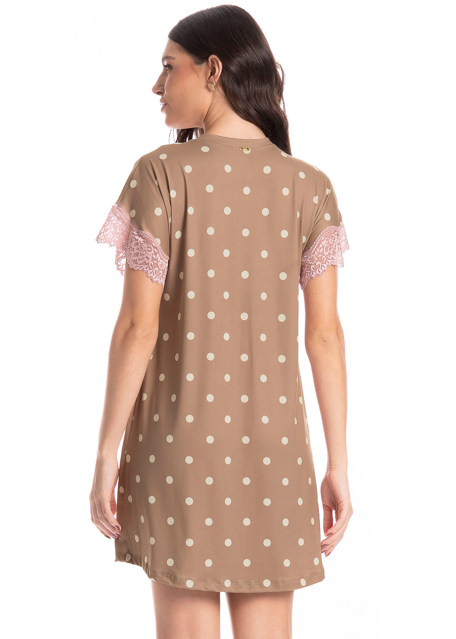 Camisão Feminino Abotoado Carla Bege - Imagem 2