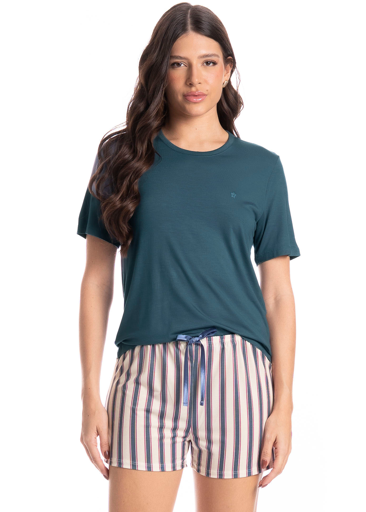 Pijama Feminino Curto Milena Azul-marinho - Imagem 1