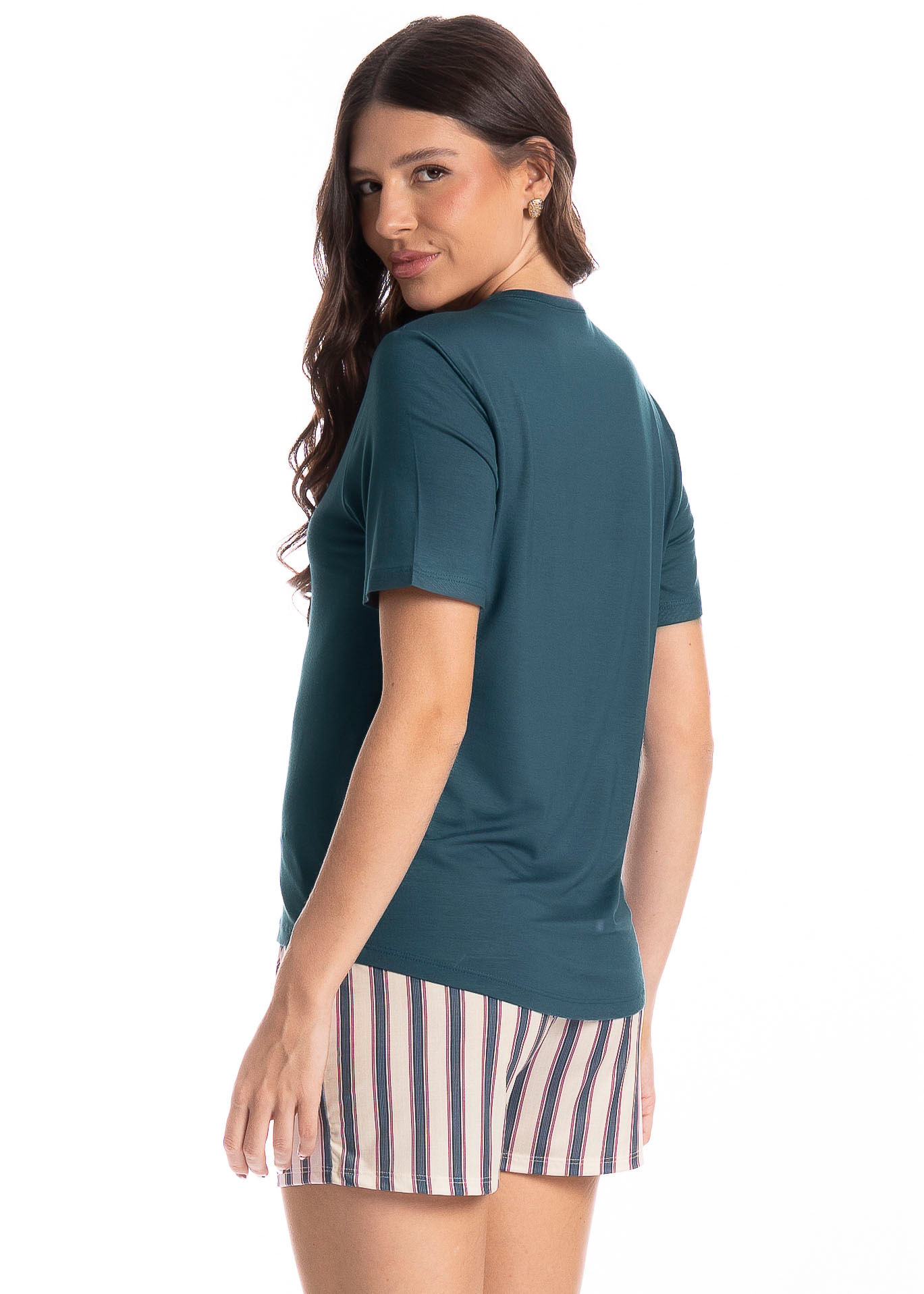 Pijama Feminino Curto Milena Azul-marinho - Imagem 2