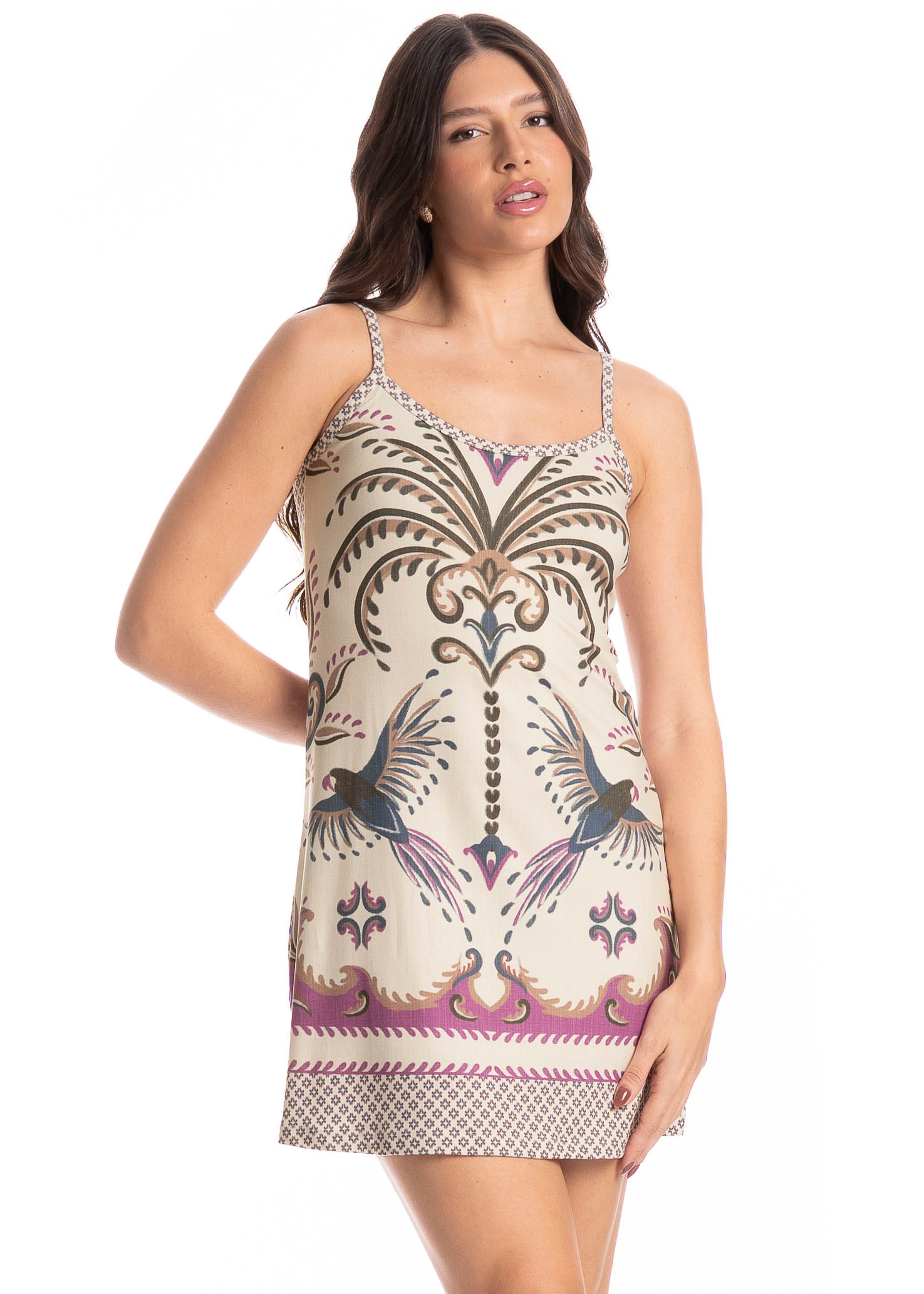 Camisola Feminina Leti Tropical Branco - Imagem 1