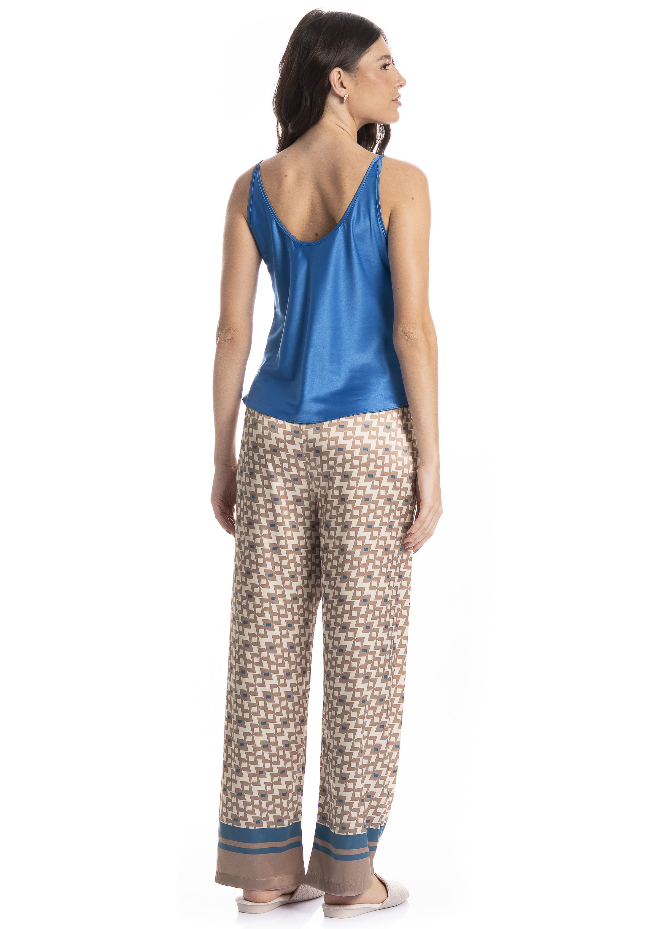 Pijama Feminino Longo Constanza Azul-2 - Imagem 2