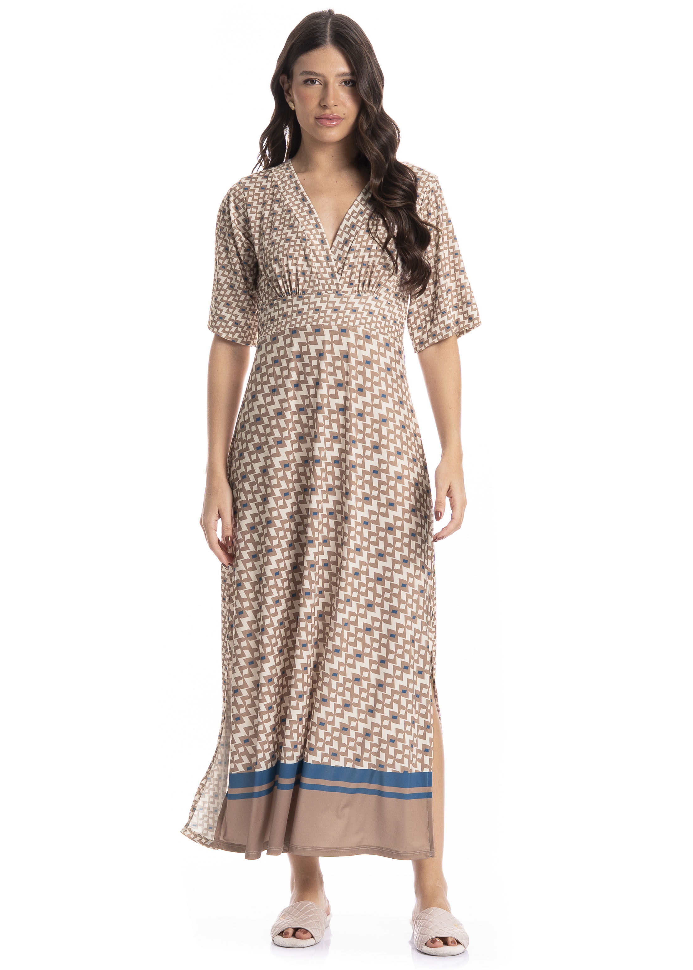 Kaftan Feminino Longo Constanza Azul-2 - Imagem 1