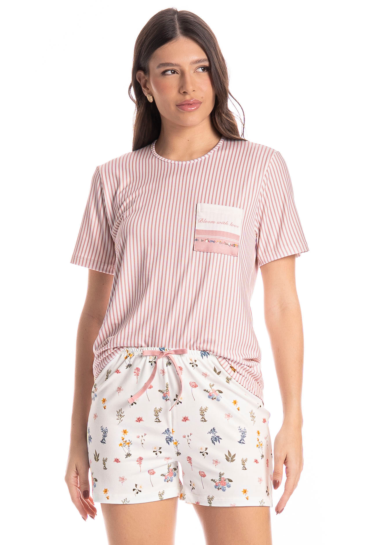 Pijama Feminino Curto Romantic Branco - Imagem 1